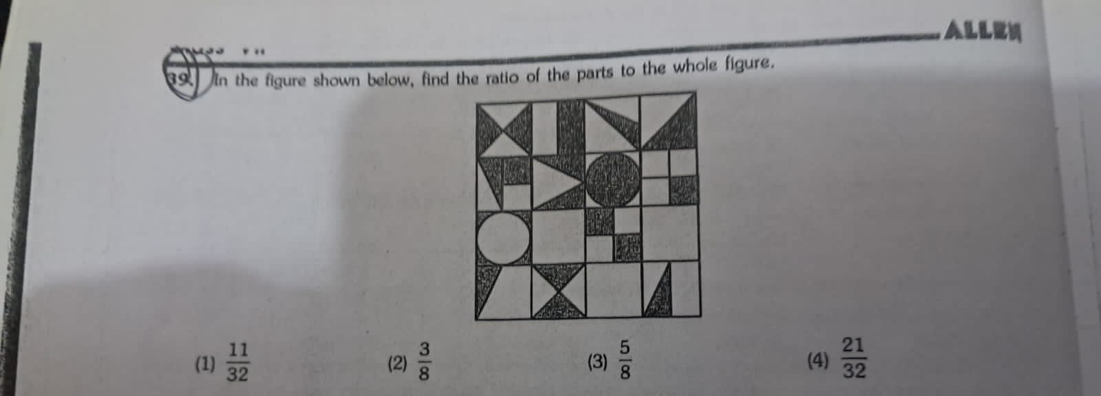  In the figure shown below, find the ratio of the parts to the whole f
