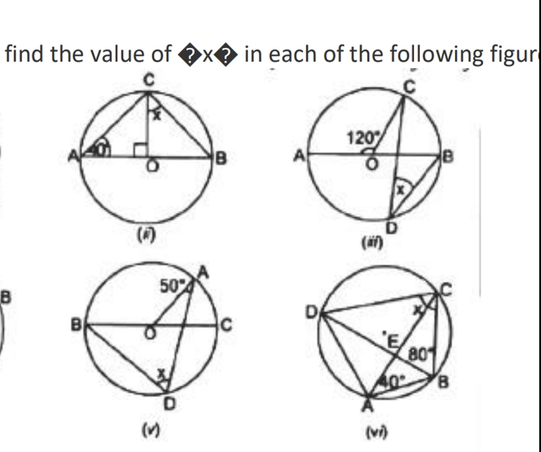 find the value of ⩾x⩾ in each of the following figur