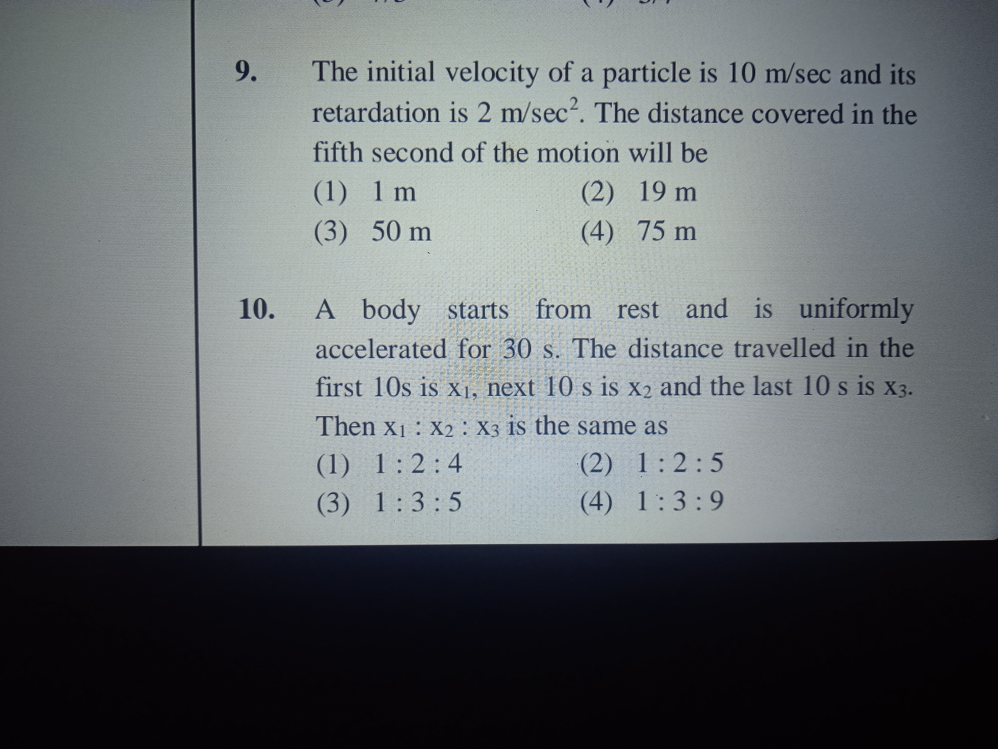 The initial velocity of a particle is 10 m/sec and its retardation is 