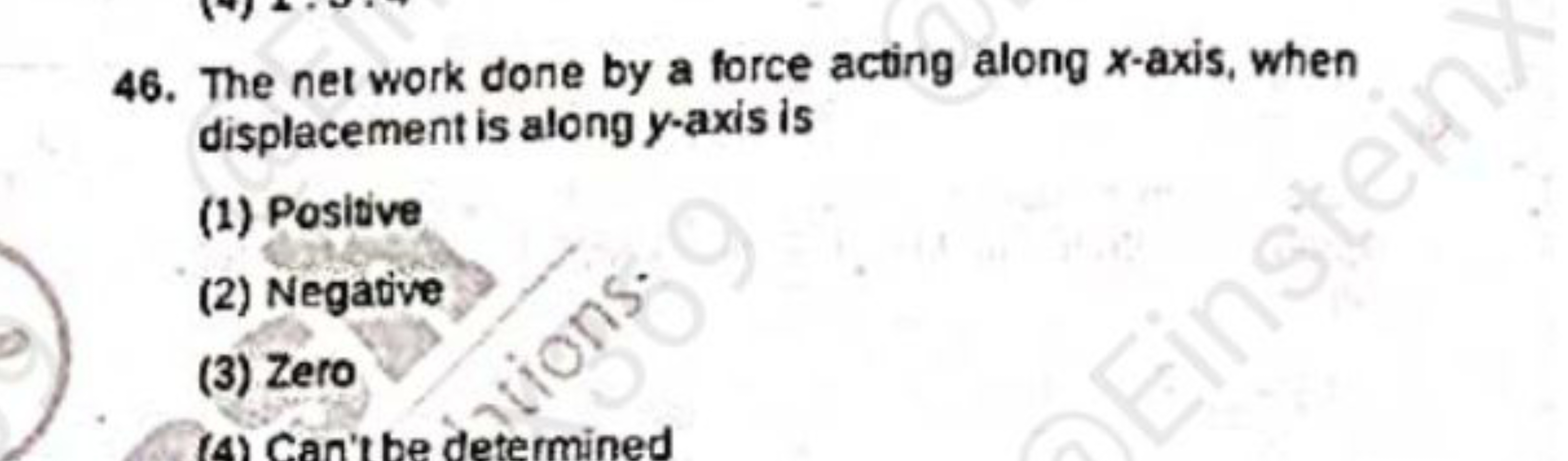 46. The net work done by a force acting along x-axis, when displacemen