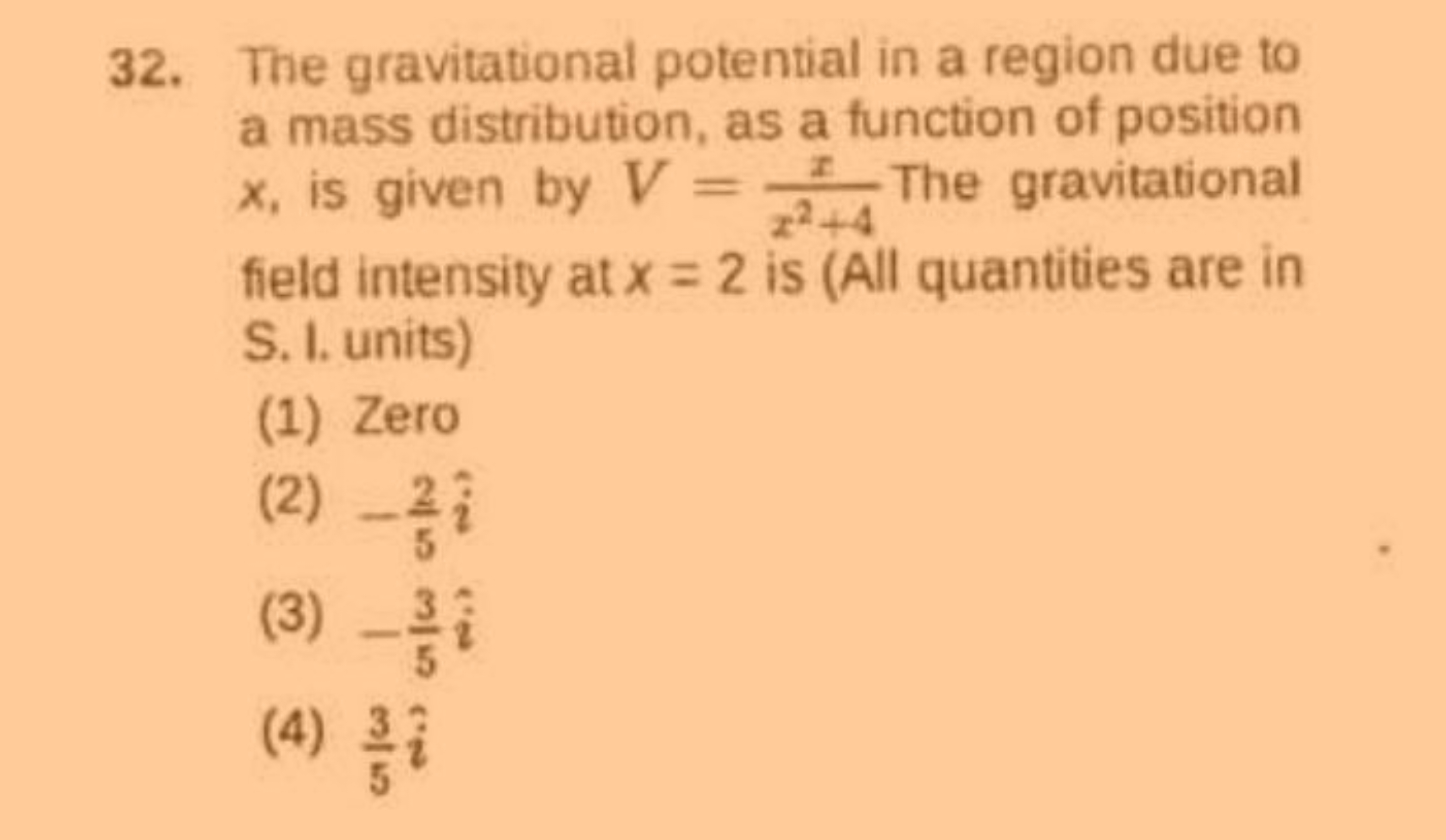 32. The gravitational potential in a region due to a mass distribution