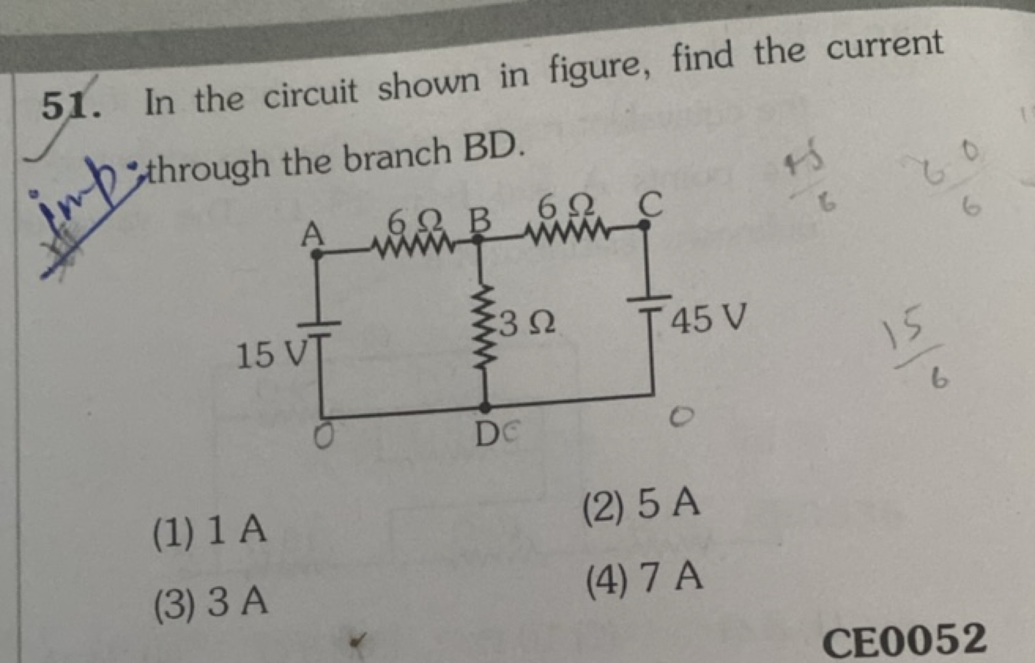 51. In the circuit shown in figure, find the current ivf through the b