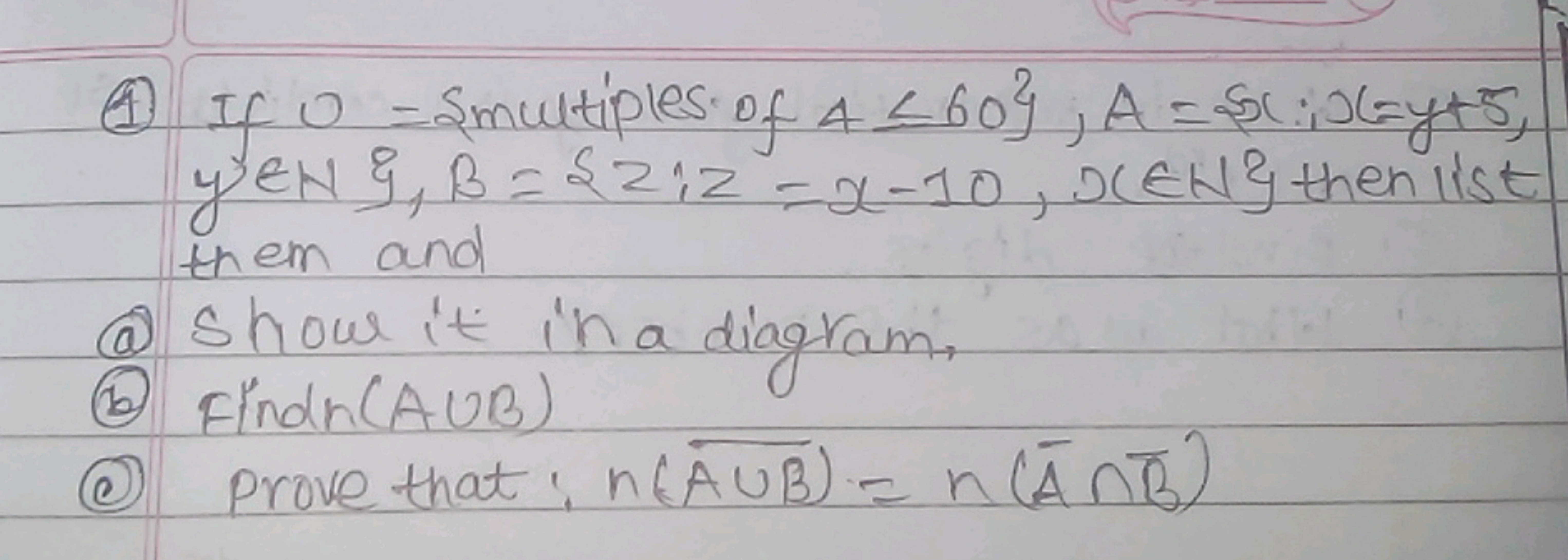 (1) If O= smultiples of 4⩽60},A=s(:x=y+5, y∈N{,B={2:z=x−10,x∈N} then l