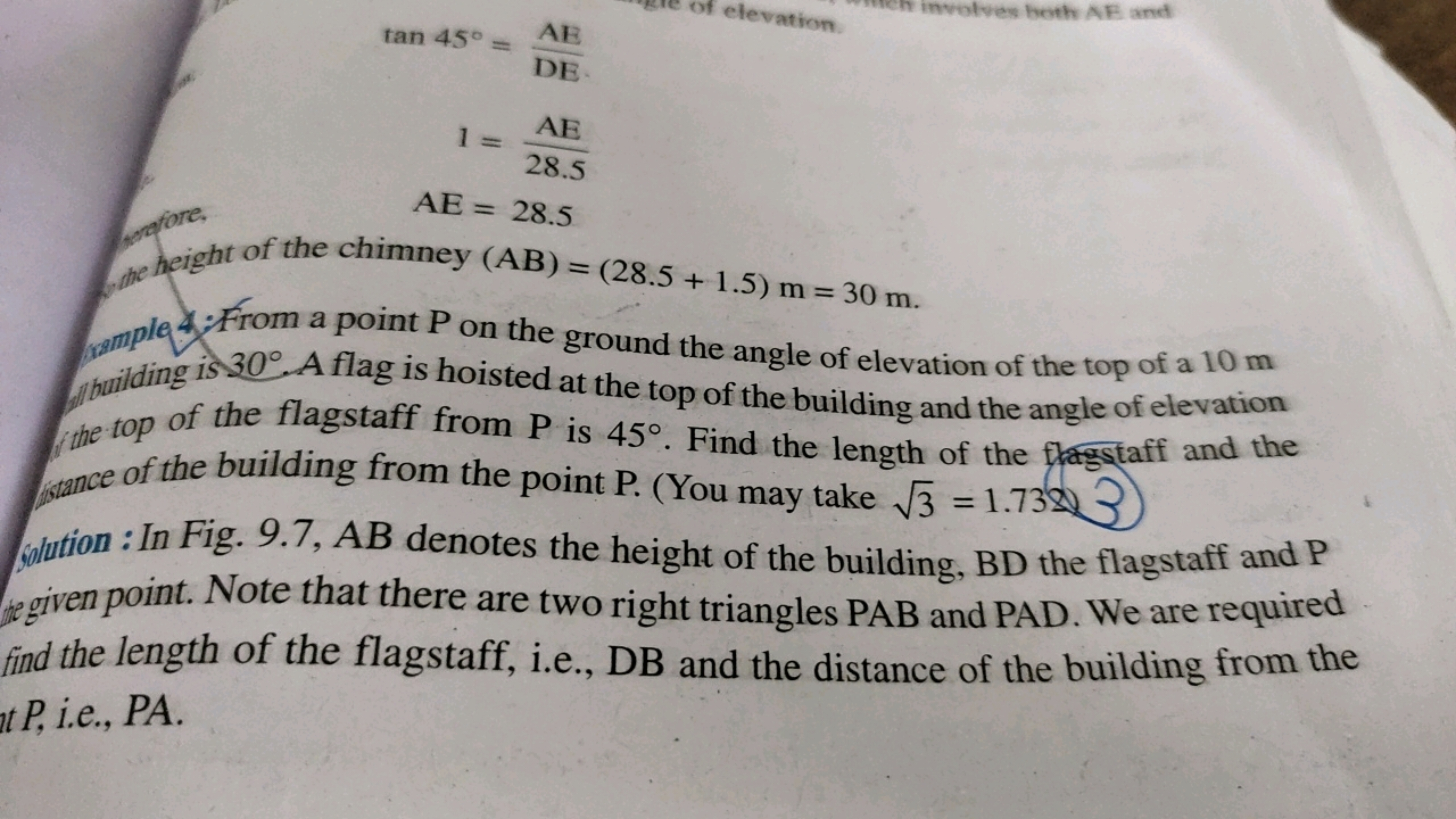 prote.
tan45∘1AE​=DEAE​=28.5AE​=28.5​
fhouilding is point P on the gro