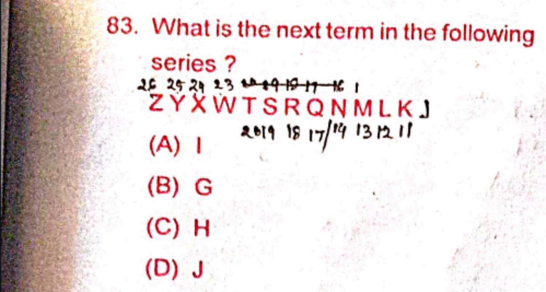 83. What is the next term in the following series?
26252923+4.918+1−16