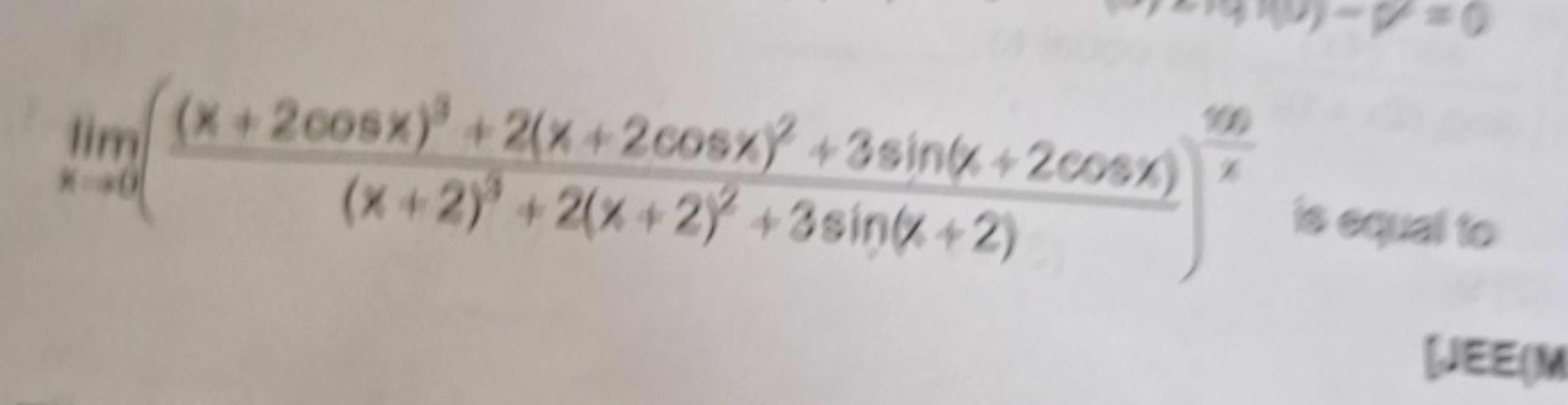 limx→0​((x+2)3+2(x+2)2+3sin(x+2)(x+2cosx)3+2(x+2cosx)2+3sin(x+2cosx)​)