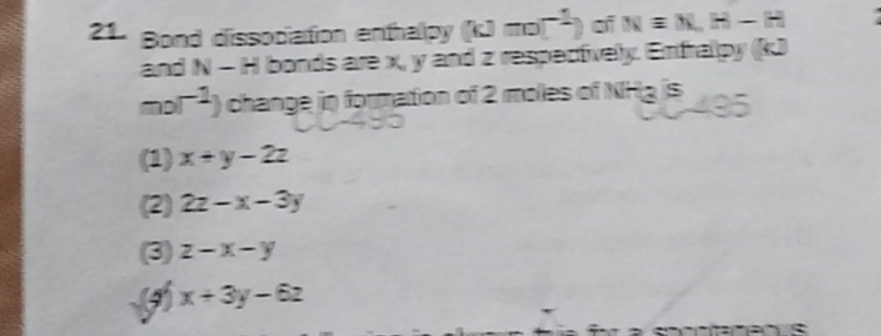 21 Sond dissodiation enthalpy ( Kl mo-1) of xd≡x,M−H and N−H bonds are