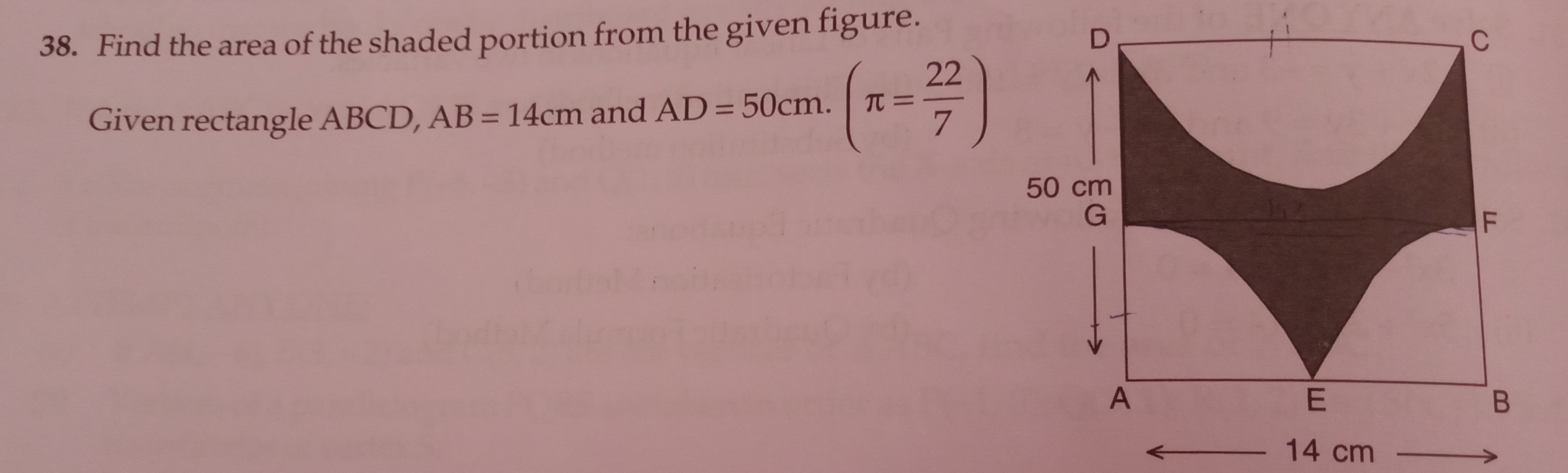 38. Find the area of the shaded portion from the given figure.
Given r