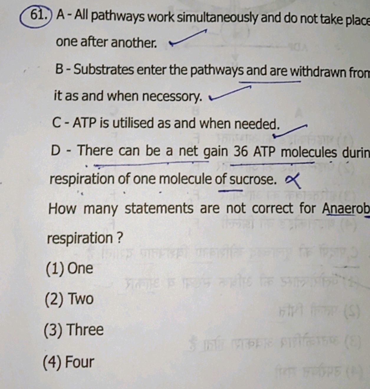 61. A - All pathways work simultaneously and do not take place one aft