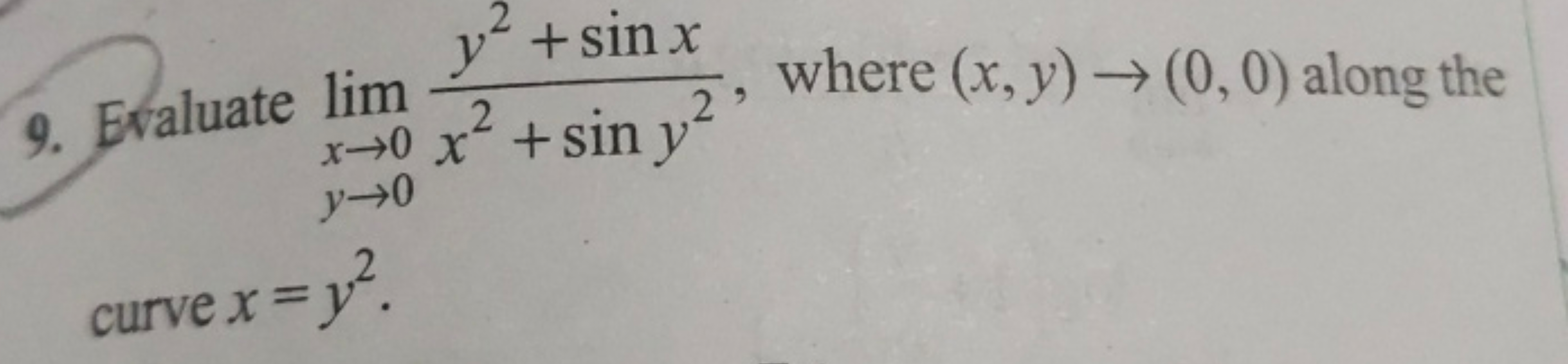 curve x=y2.