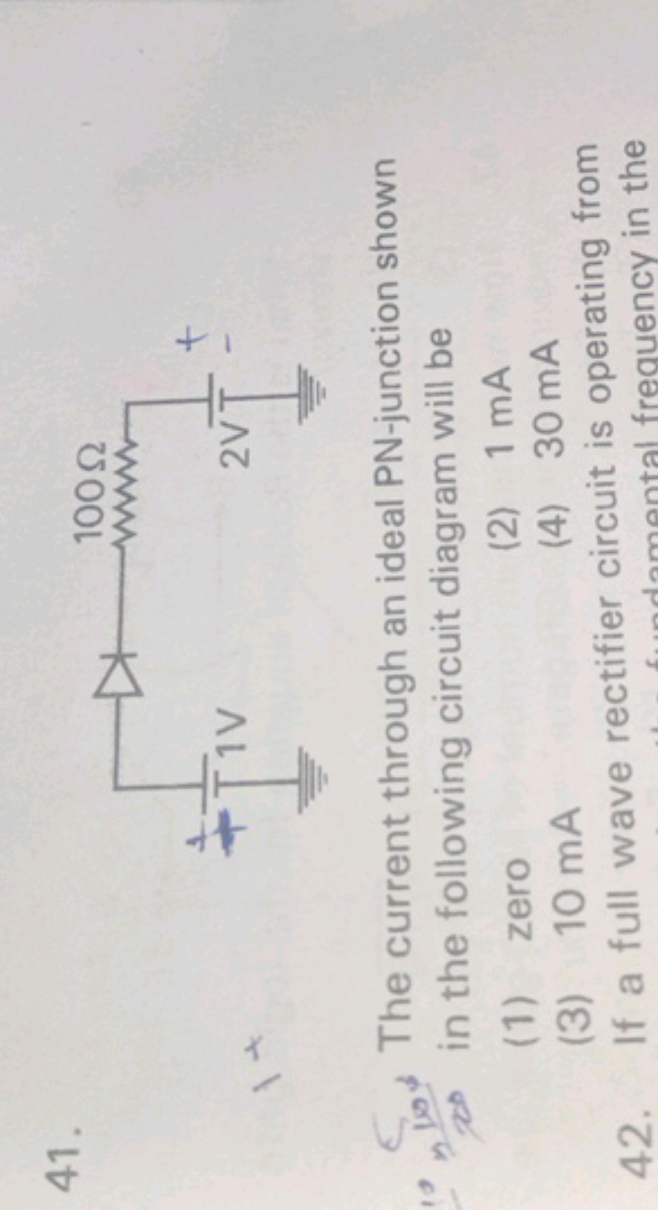 41.
10 The current through an ideal PN-junction shown in the following