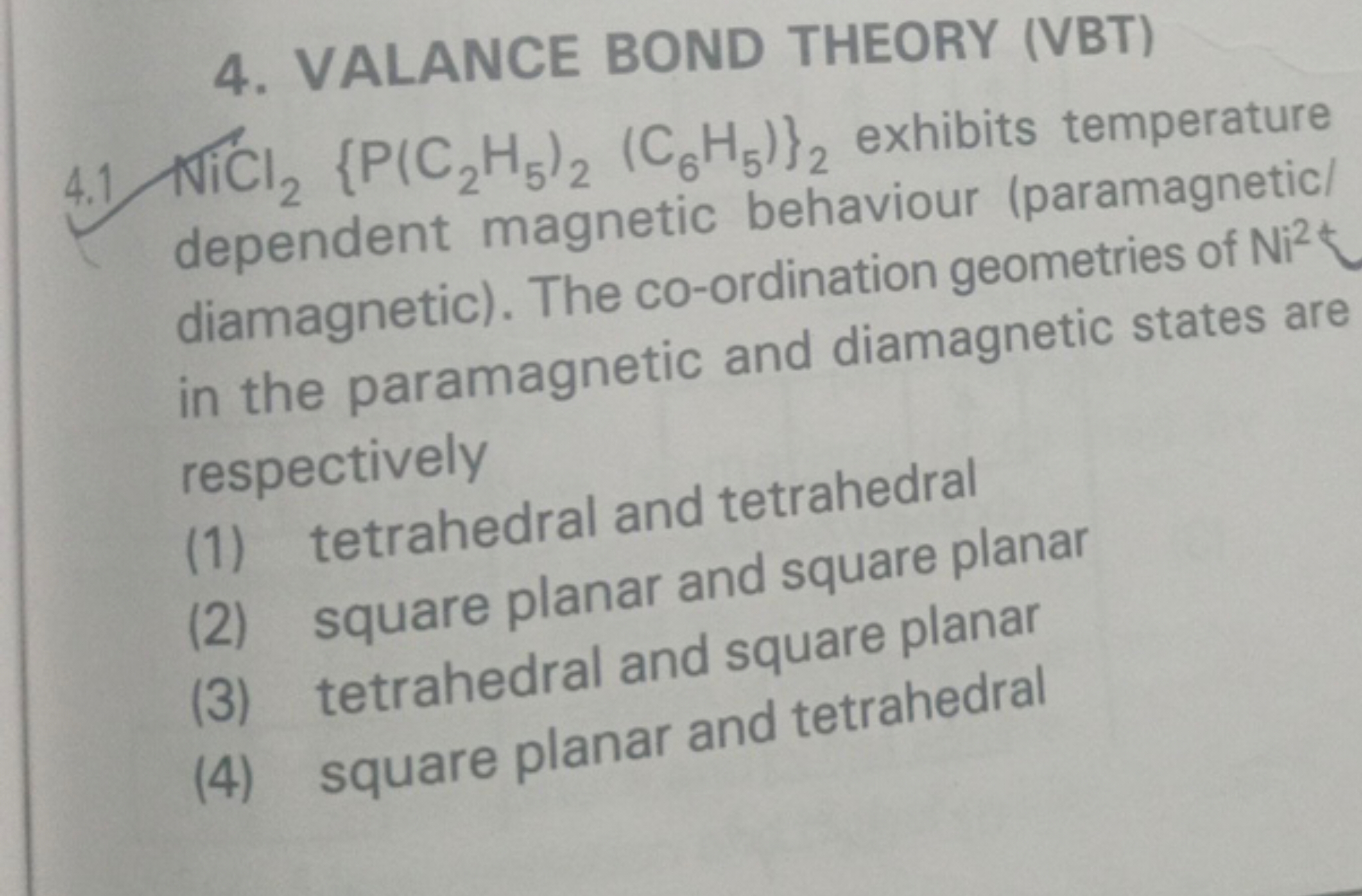 4. VALANCE BOND THEORY (VBT) dependent magnetic behaviour (paramagneti