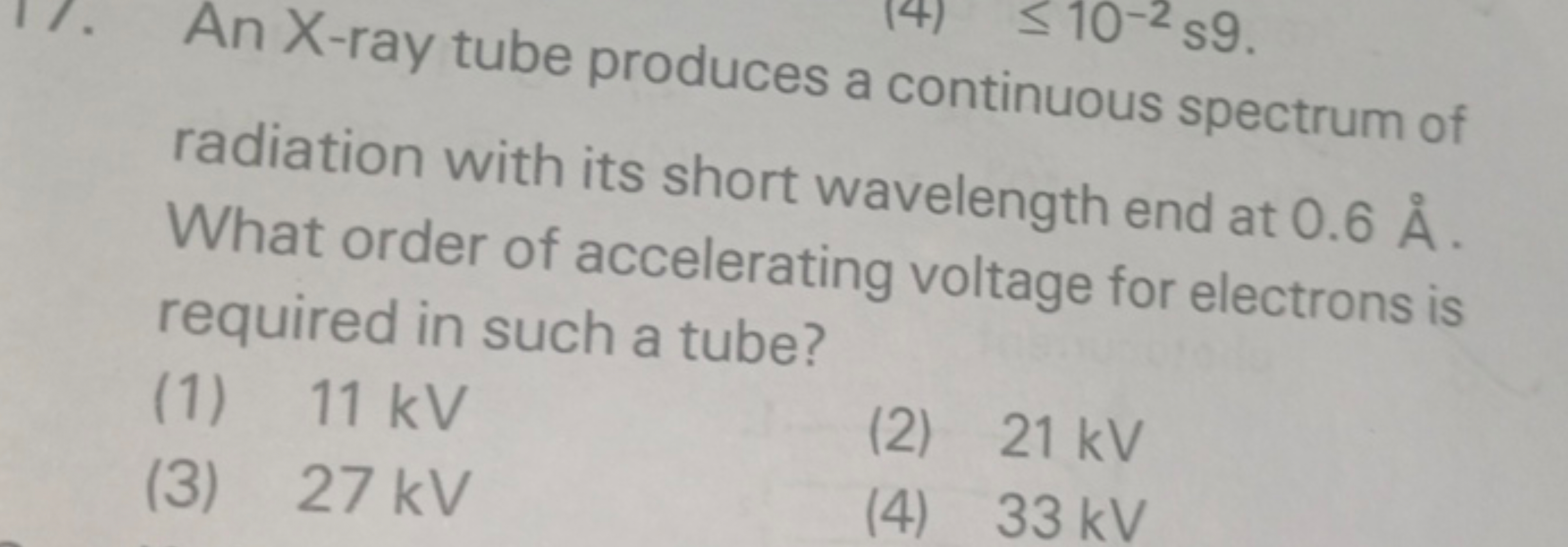 11. An X-ray tube produces a continuous spectrum of radiation with its