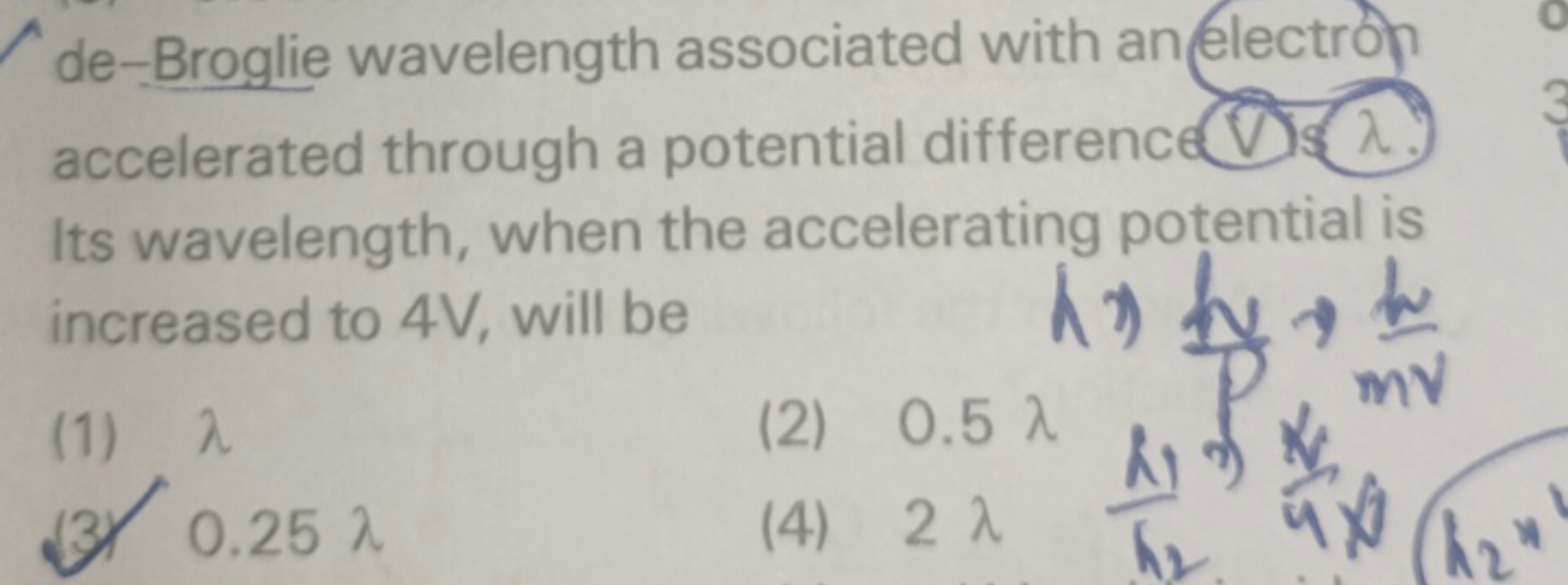 de-Broglie wavelength associated with an electrof accelerated through 