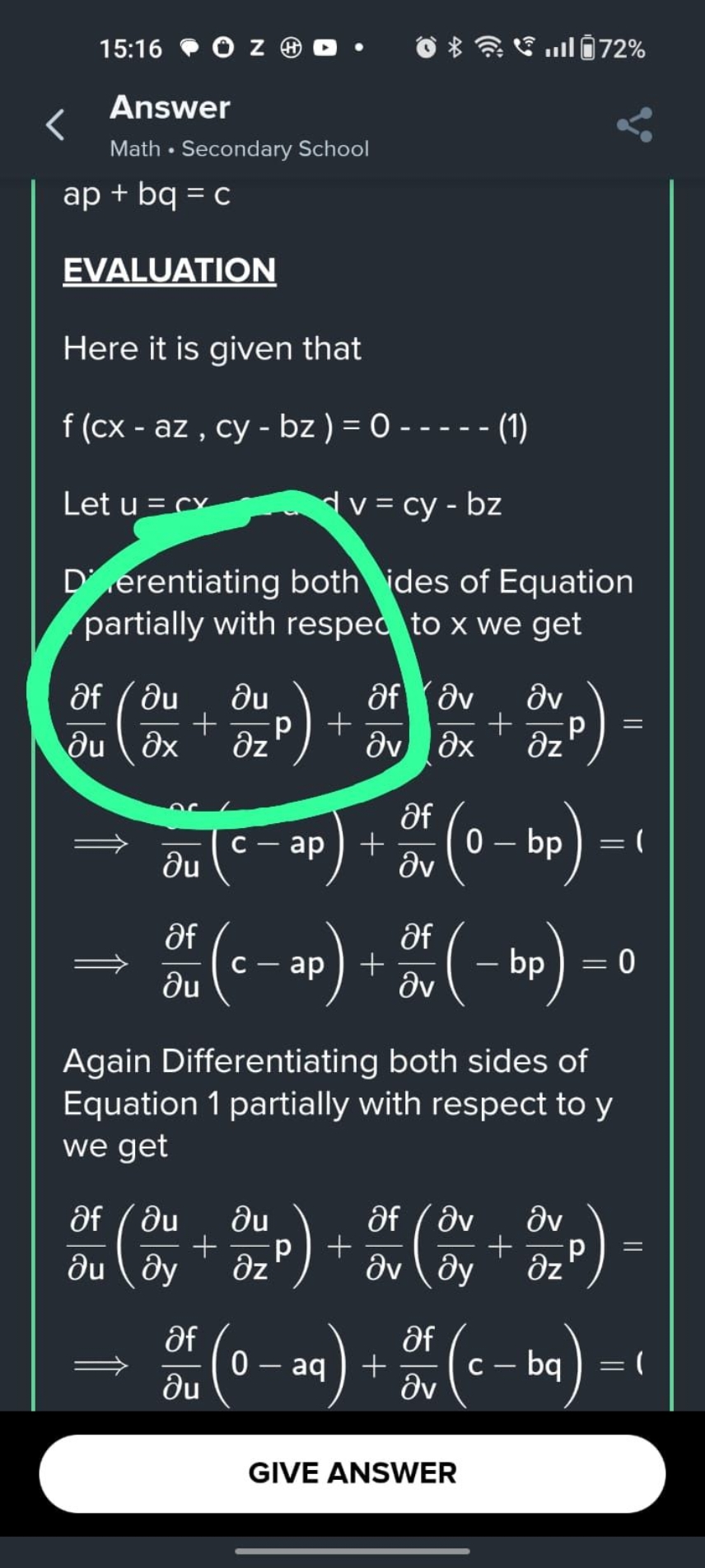 

Answer
Math ・ Secondary School
ap+bq=c

EVALUATION
Here it is given 