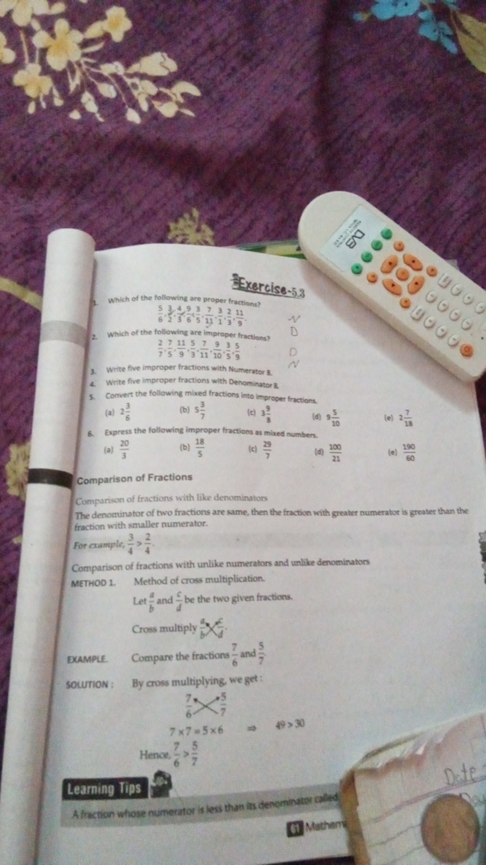 fitercise. 53
1. Which of the following are proper fractions?
65​,23​,