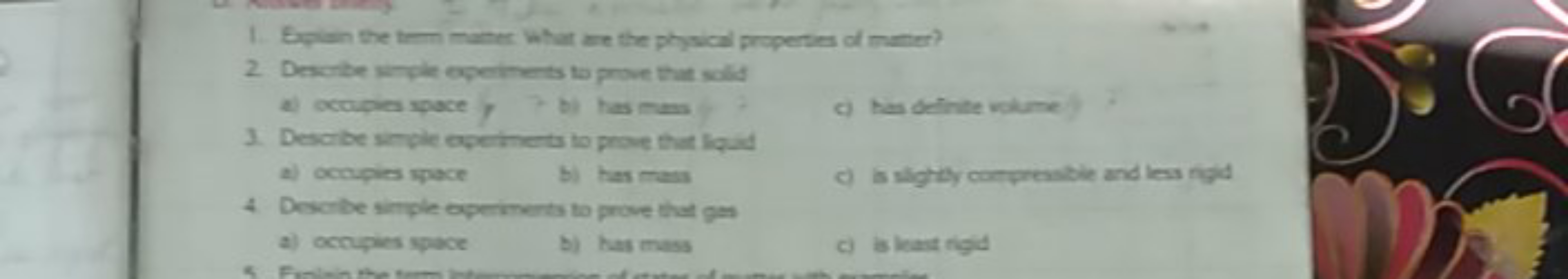 1. Explan the timm mamer what are the physcal properses of maner?
2. D