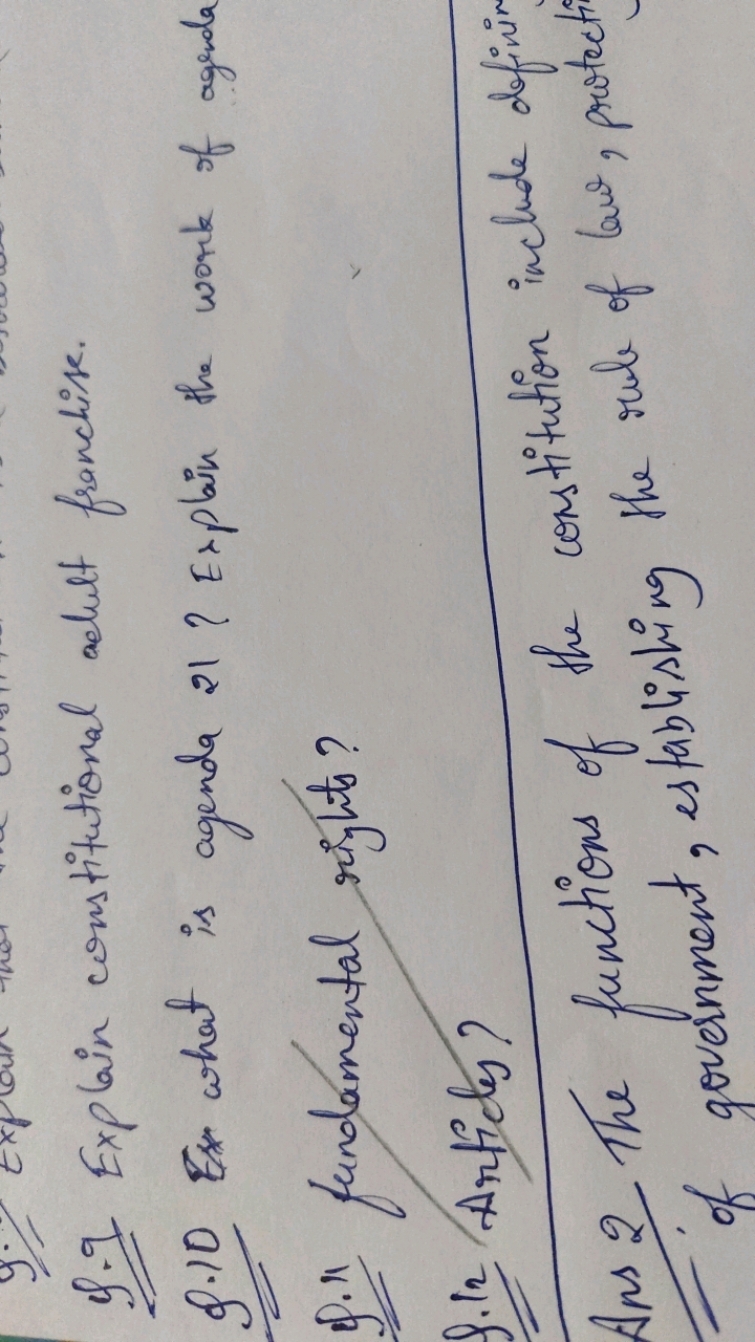 I. 9 Explain constitutional aleut franchise.
Q.10 what is agenda 21 ? 