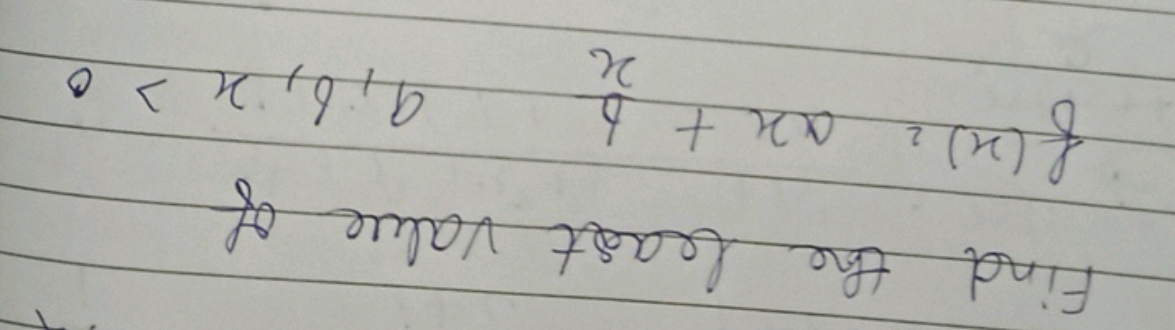 Find the least value of
f(x)=ax+xb​a,b,x>0