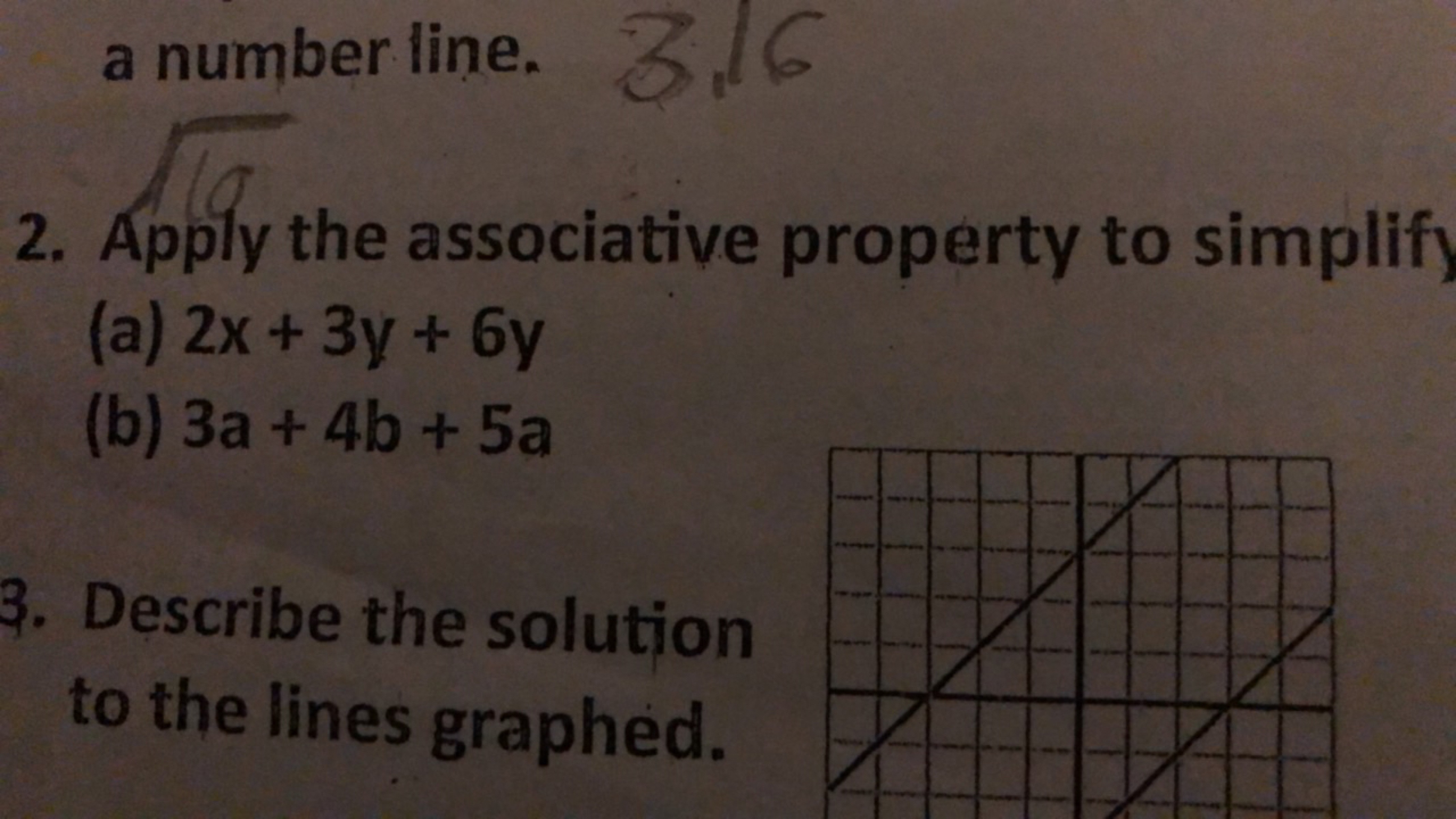 a number line. 3.16
2. Apply the associative property to simplify
(a) 