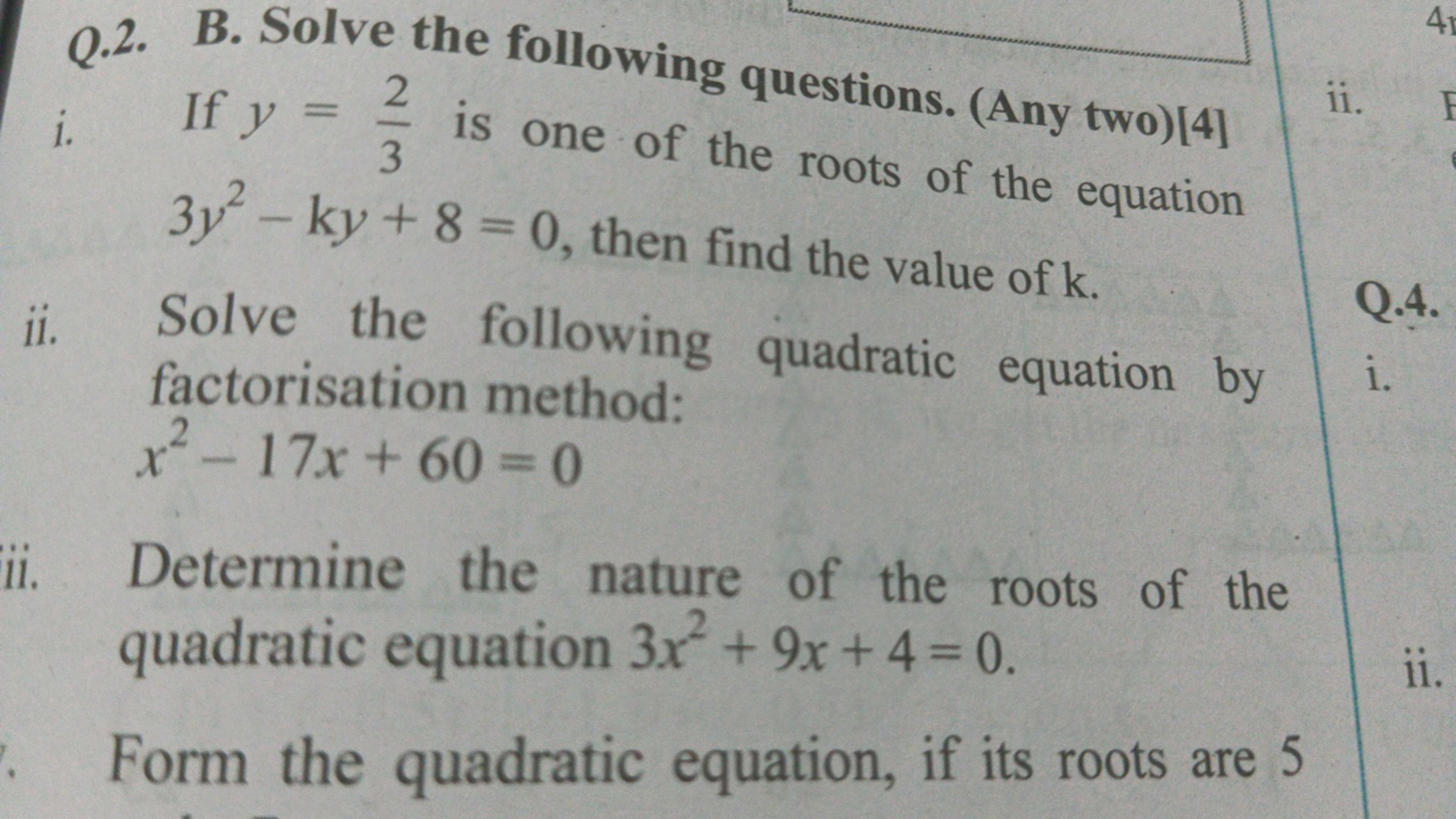 Q.2. B. Solve the following questions. (Any two)[4]
i. If y =
31,2
2
W