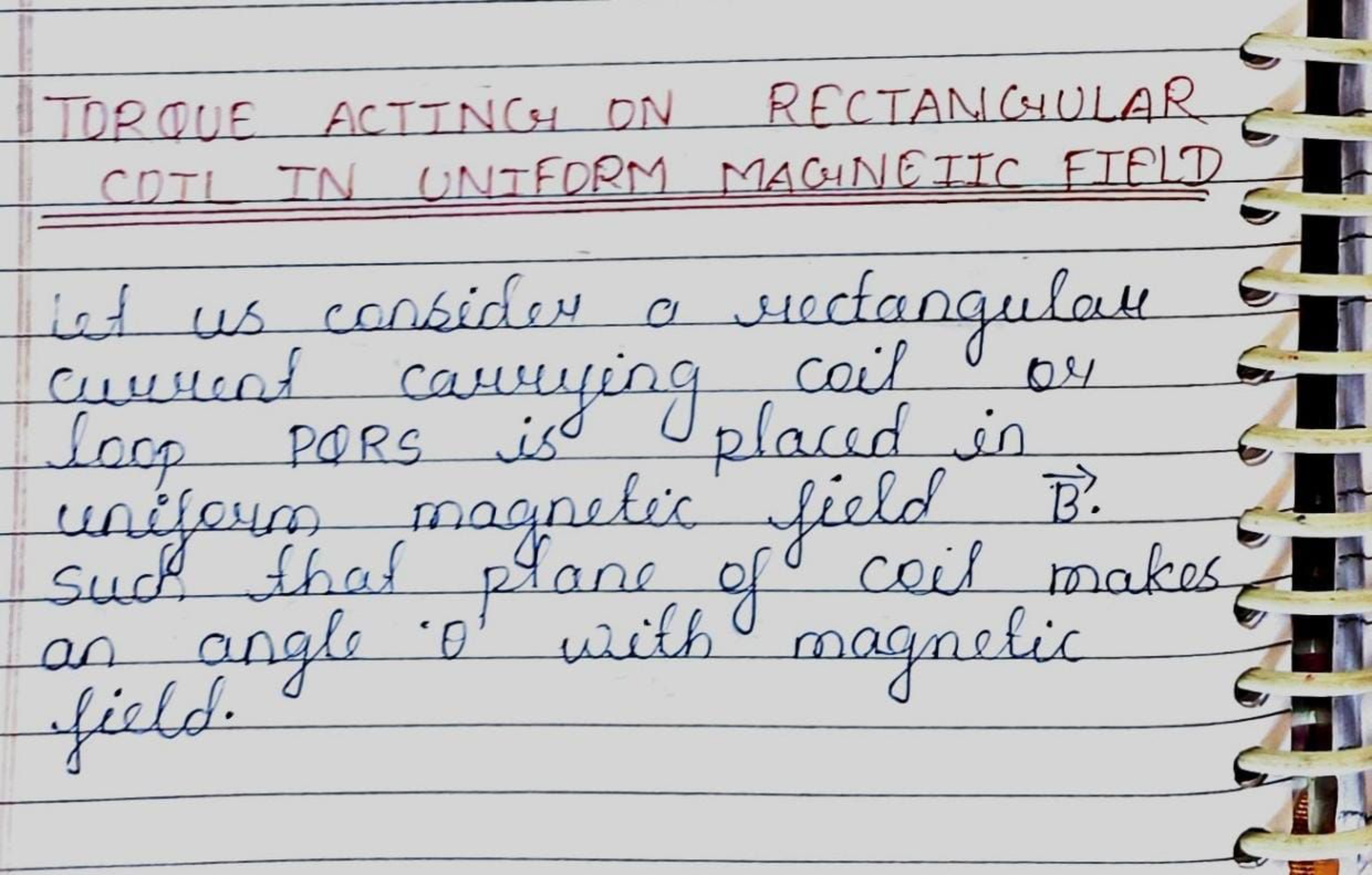 TORQUE ACTINCH ON RECTANGULAR
COIL IN UNIFORM MAGNETIC FIELD
lau 6
let