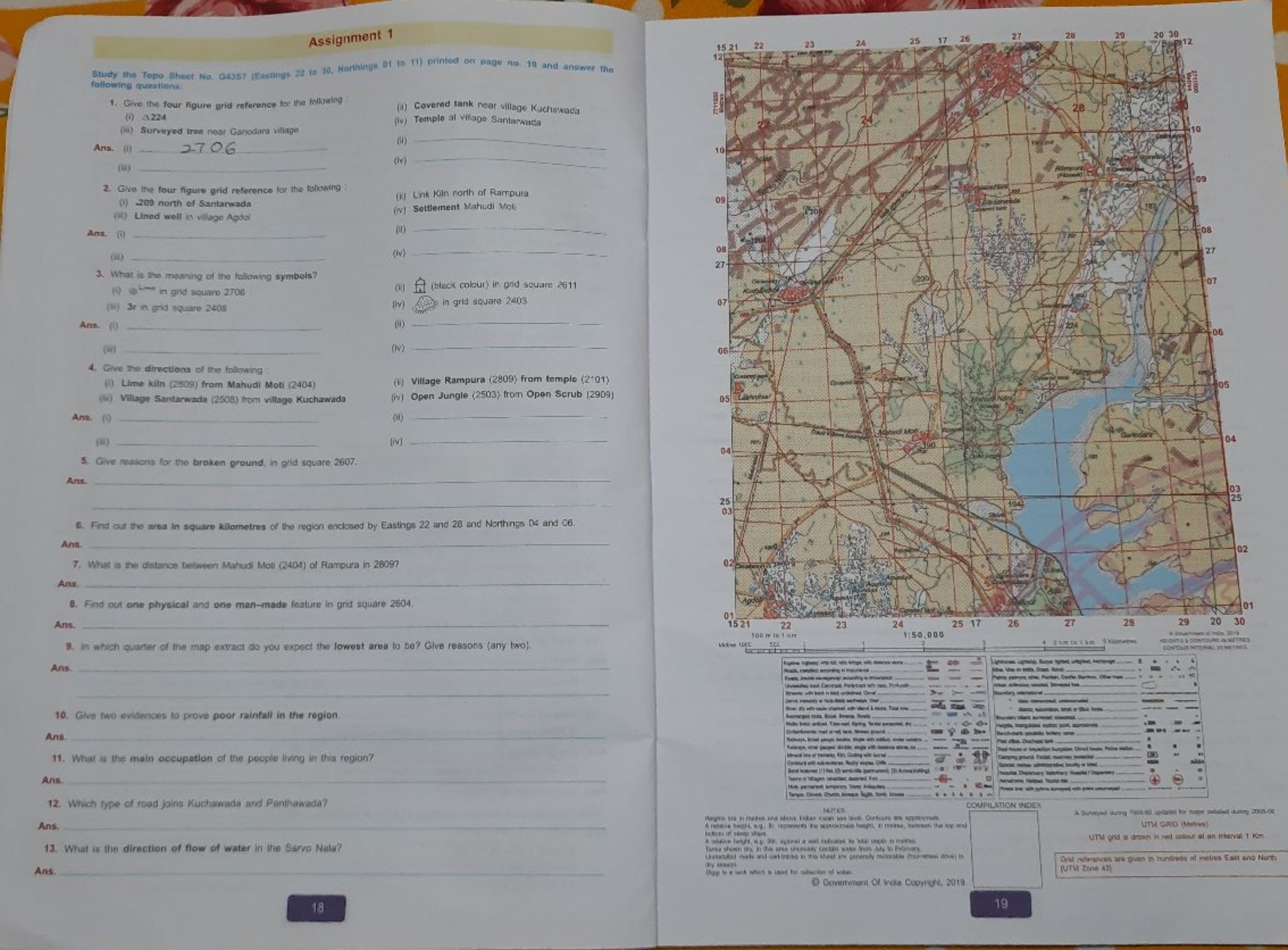 Assignment 1 following questions
1. Gre the four figure grid reference