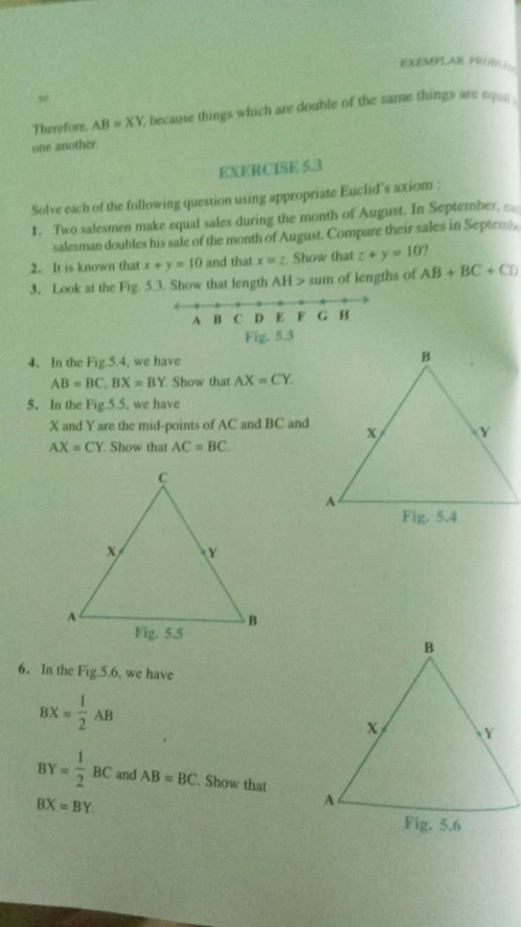 
80
Therefore. AB =XY, because things which are double of the same thi