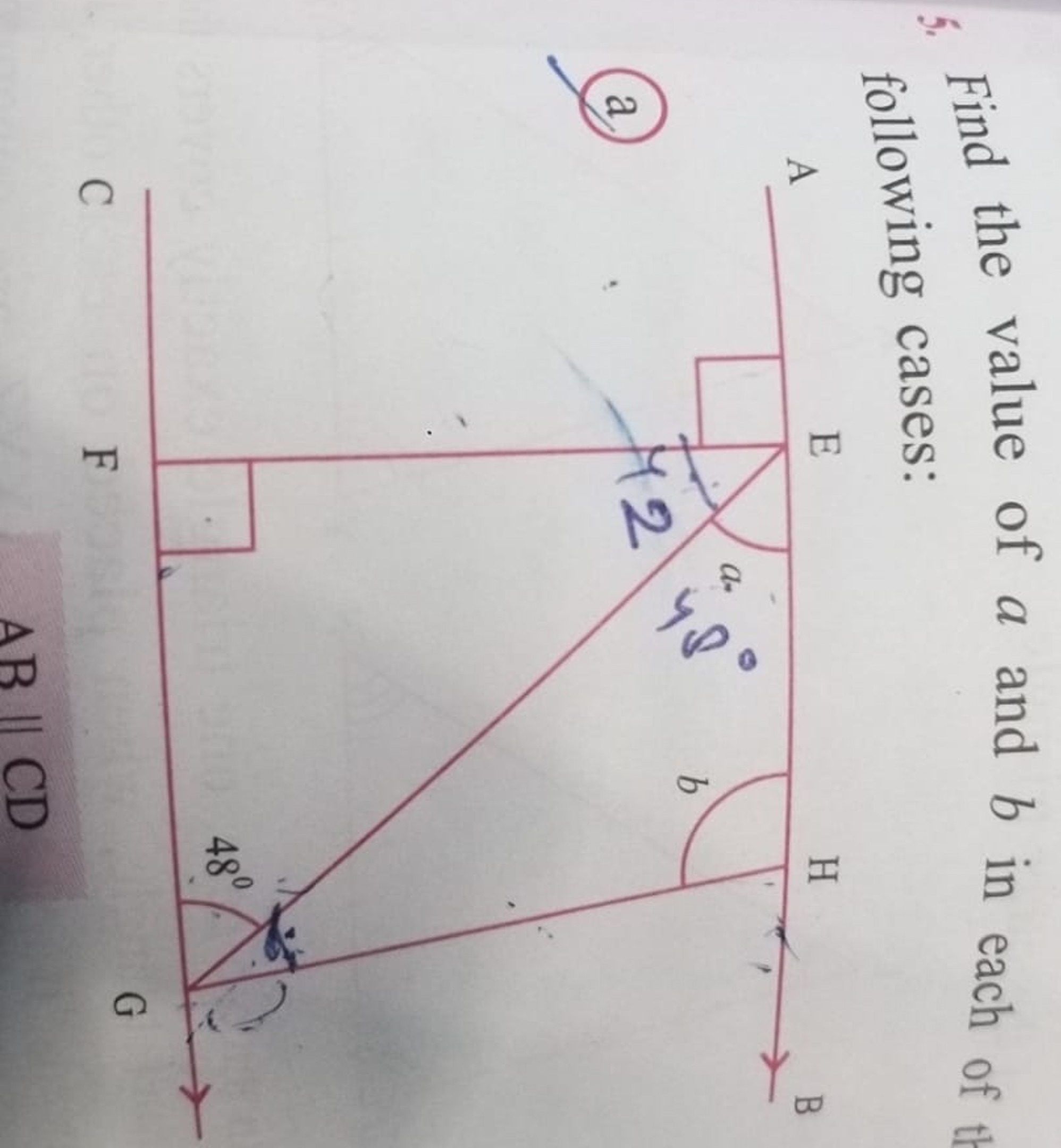 5. Find the value of a and b in each of t following cases:
a.