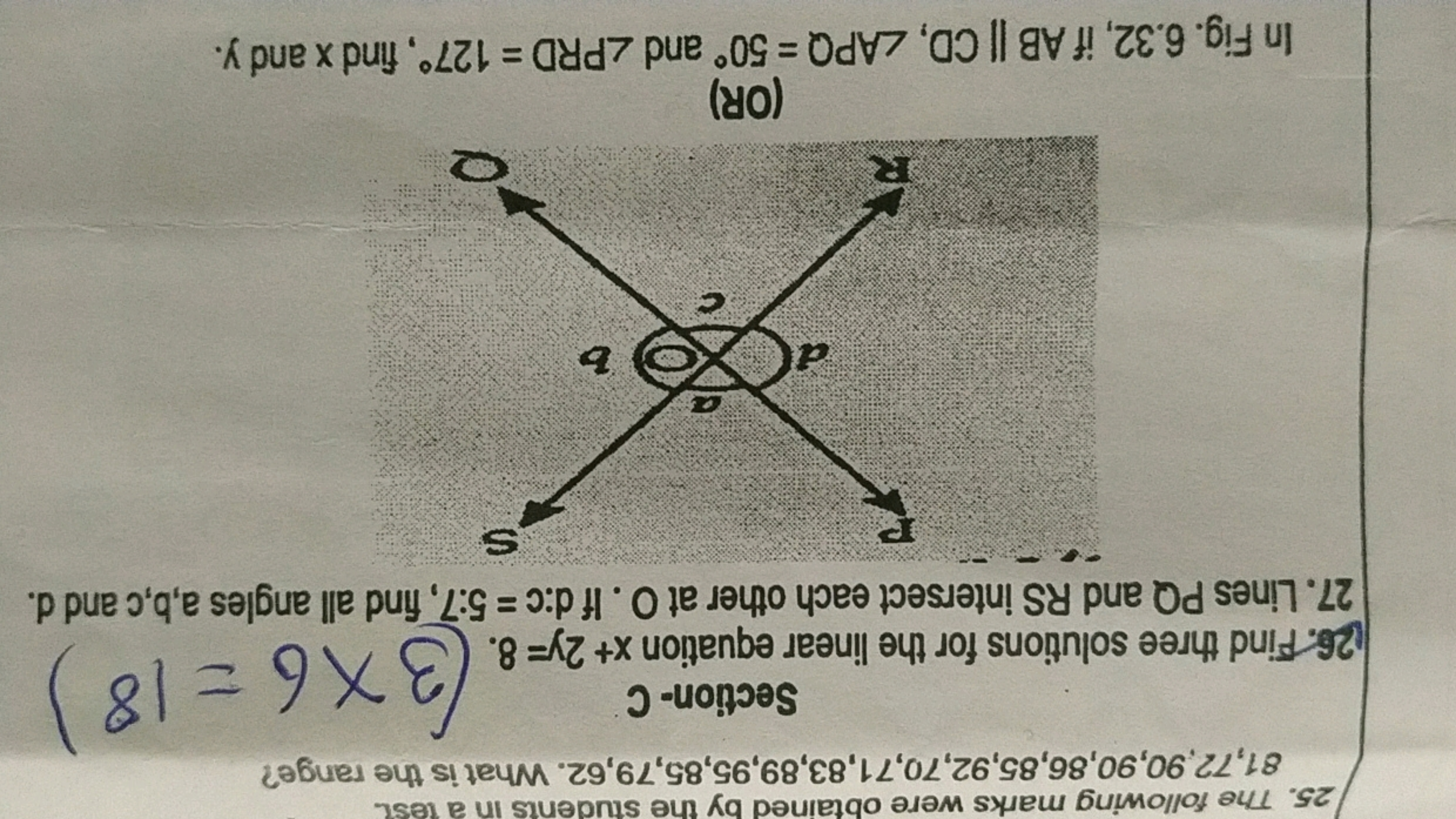 25. The following marks were obtained by the students in a test.
81,72