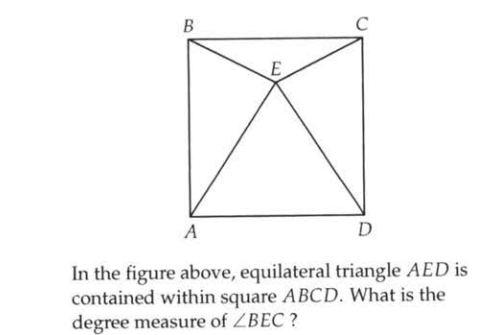 In the figure above, equilateral triangle AED is contained within squa