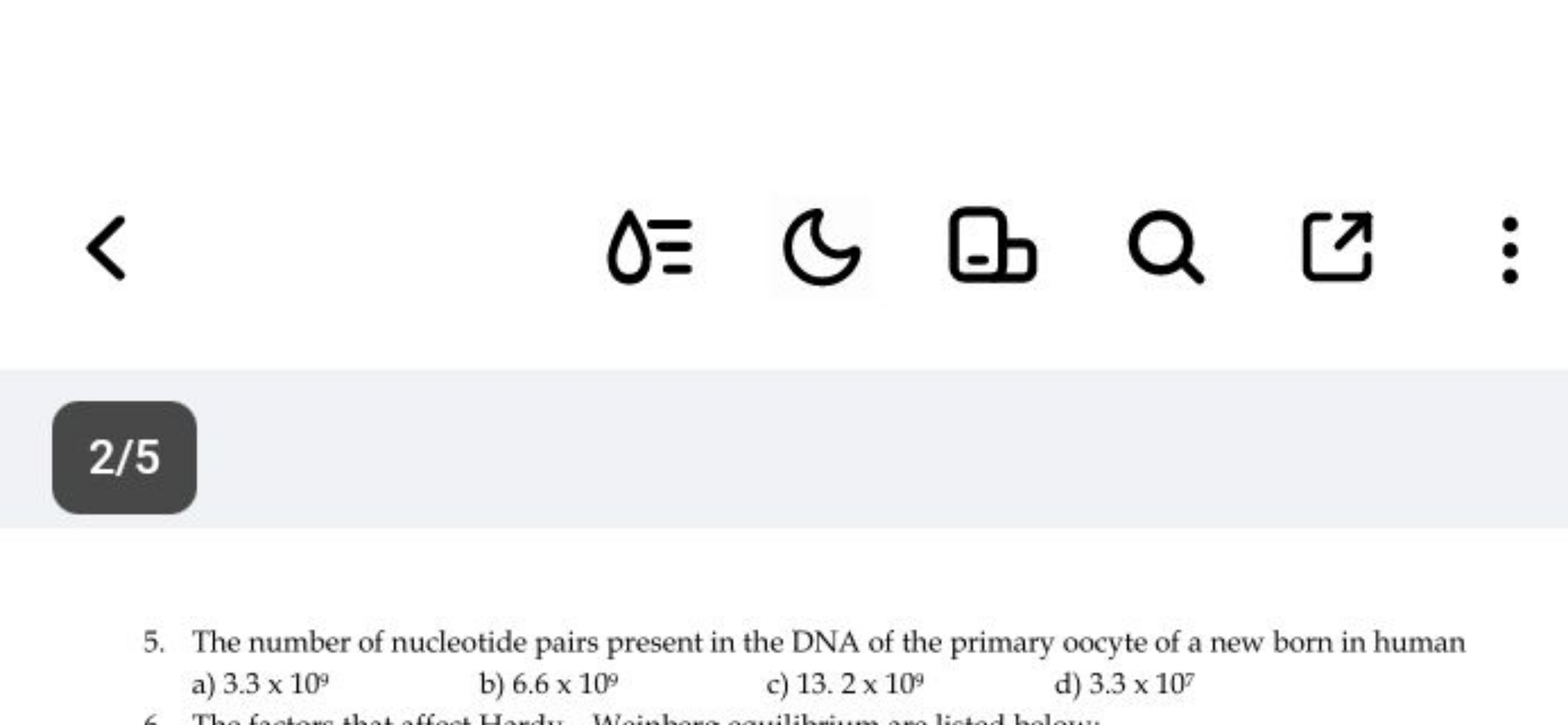 0=
G
0
π
2/5
5. The number of nucleotide pairs present in the DNA of t