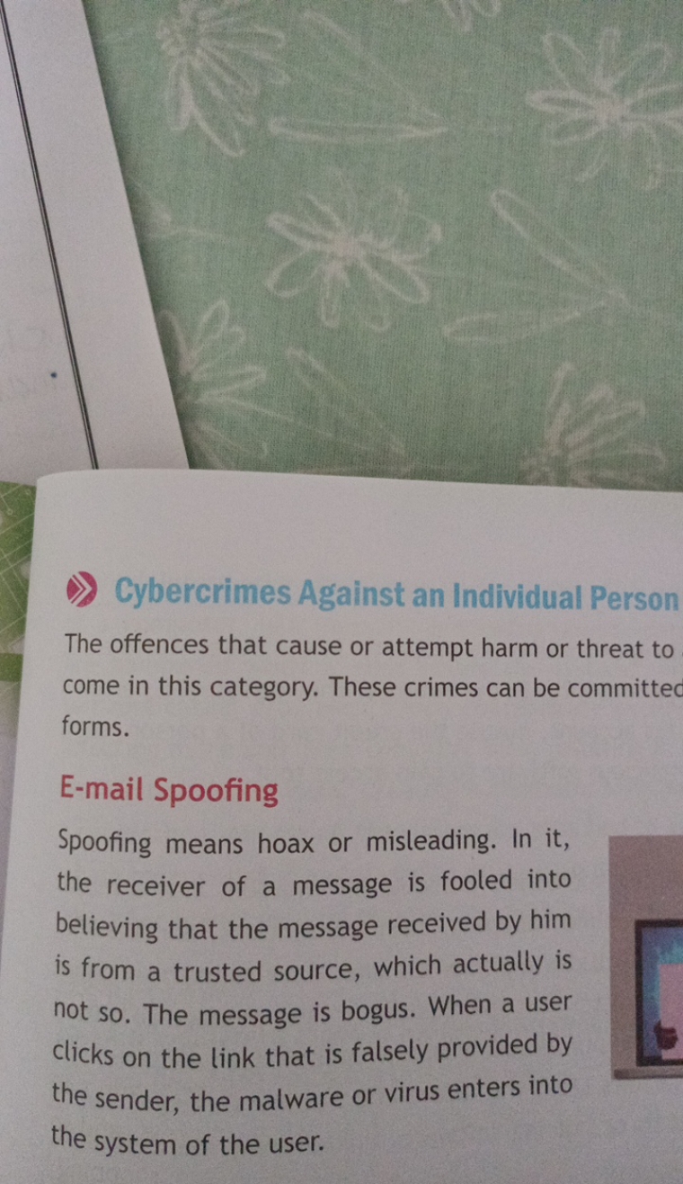 Cybercrimes Against an Individual Person
The offences that cause or at