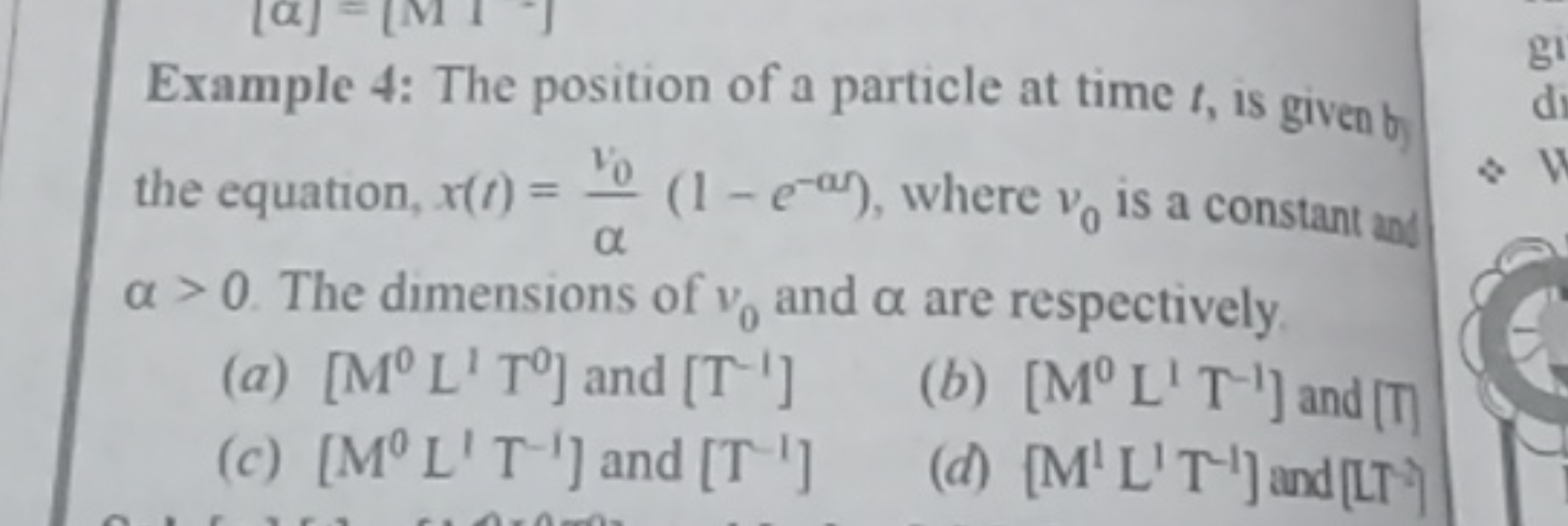 Example 4: The position of a particle at time t, is given by the equat