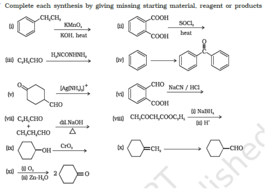 Complete each synthesis by giving missing starting material. reagent o