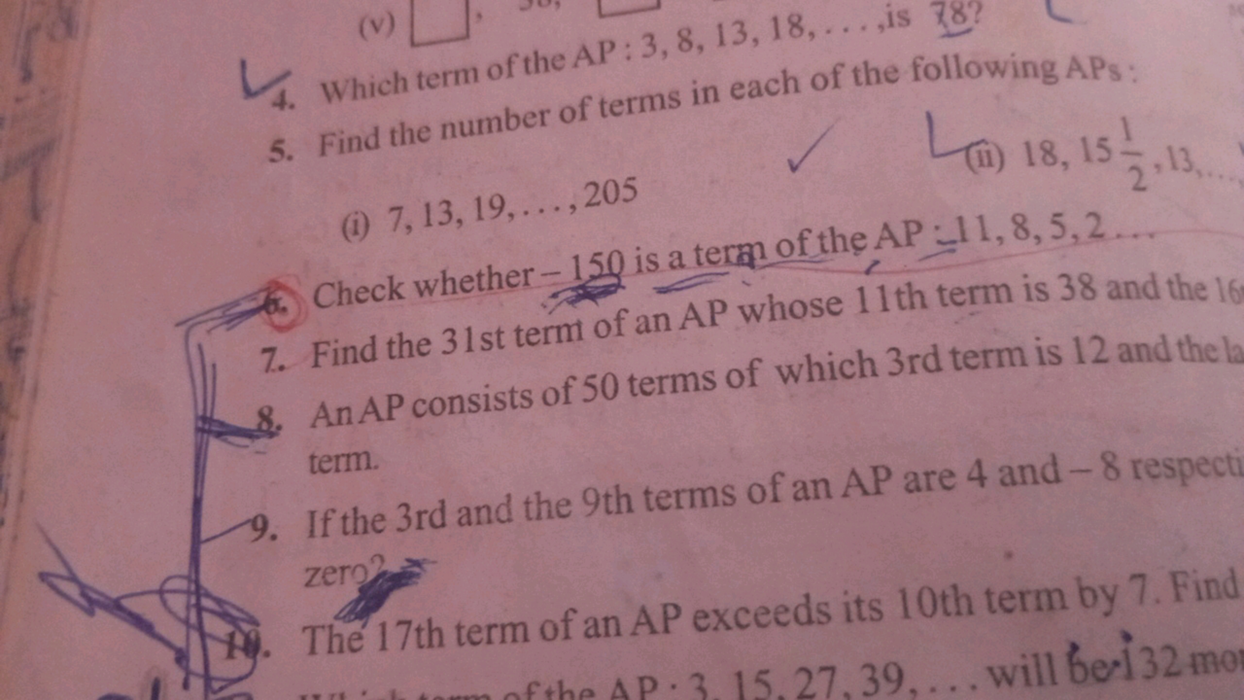 (v)
4. Which term of the AP: 3, 8, 13, 18,...,is
78%
5. Find the numbe