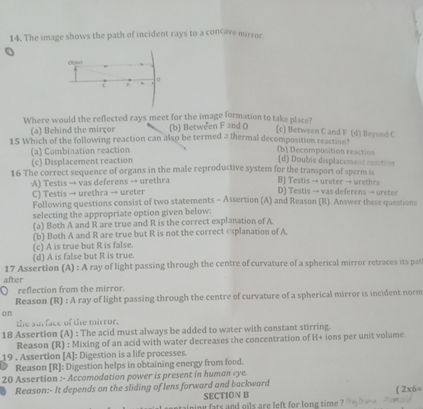 14. The image shows the path of incident rays to a concave mirror

Whe