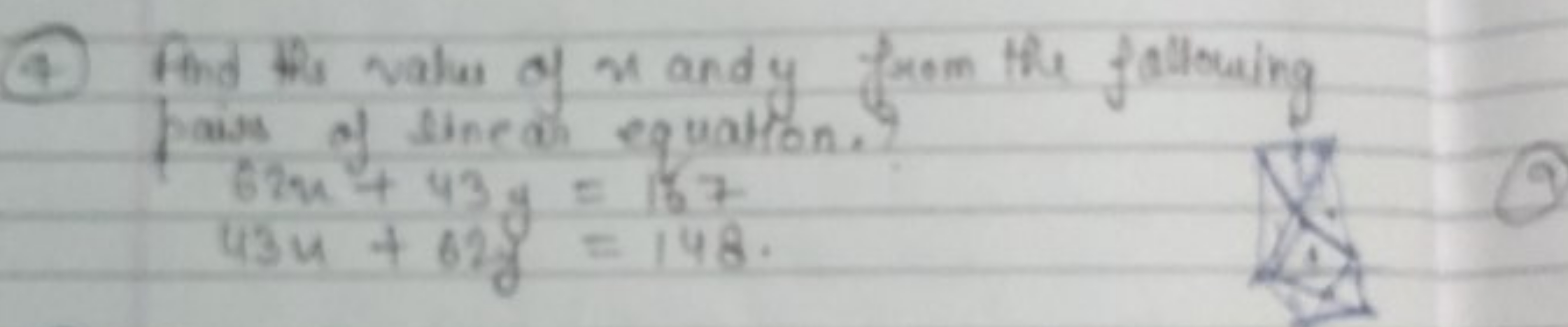 (4) Fid this value of x andy from the following pass of sinew equation