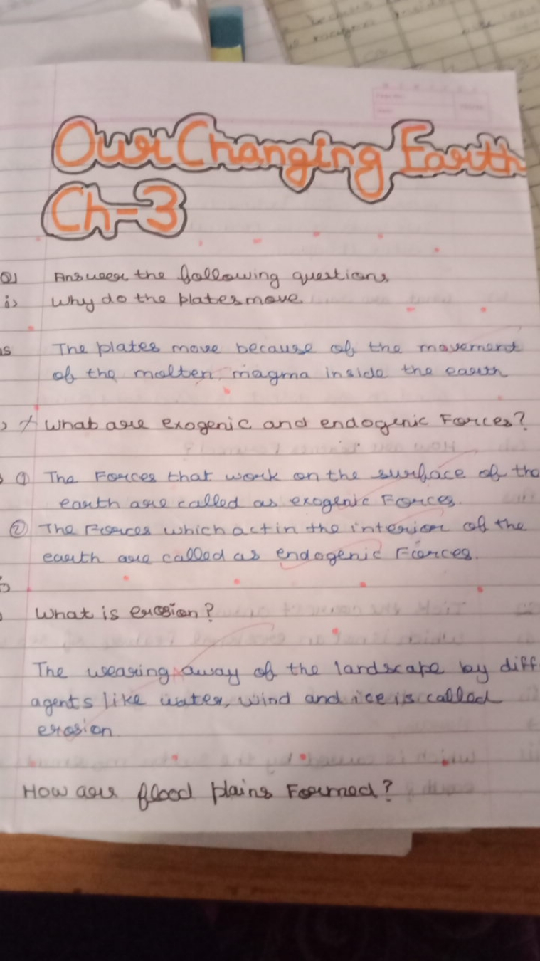 (2) Answer the following quations
i) Why do the plates move

The plate