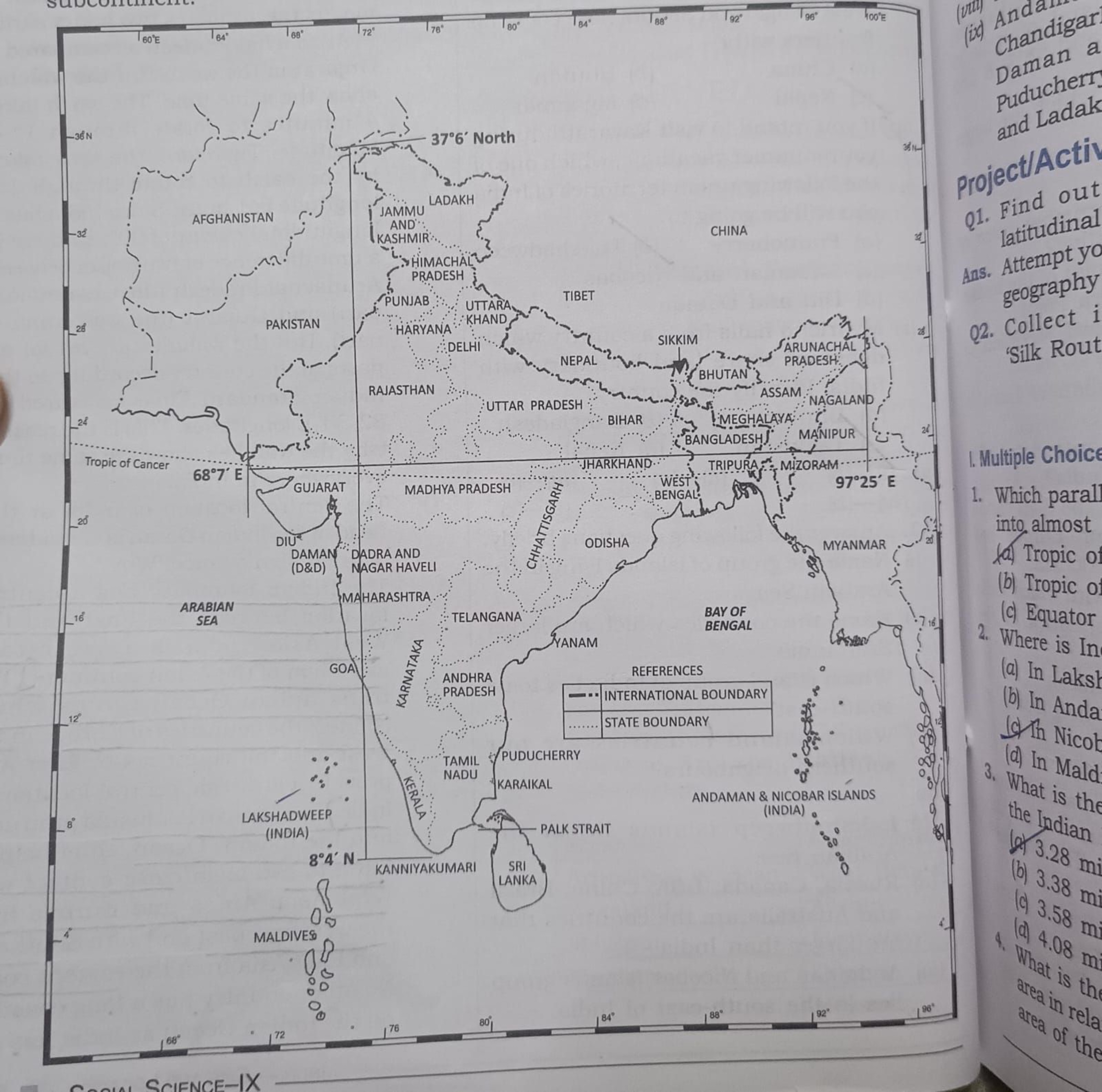 andigar
puduch
and La
project/A
Q1. Find out latitudinal
Ans. Attempt 