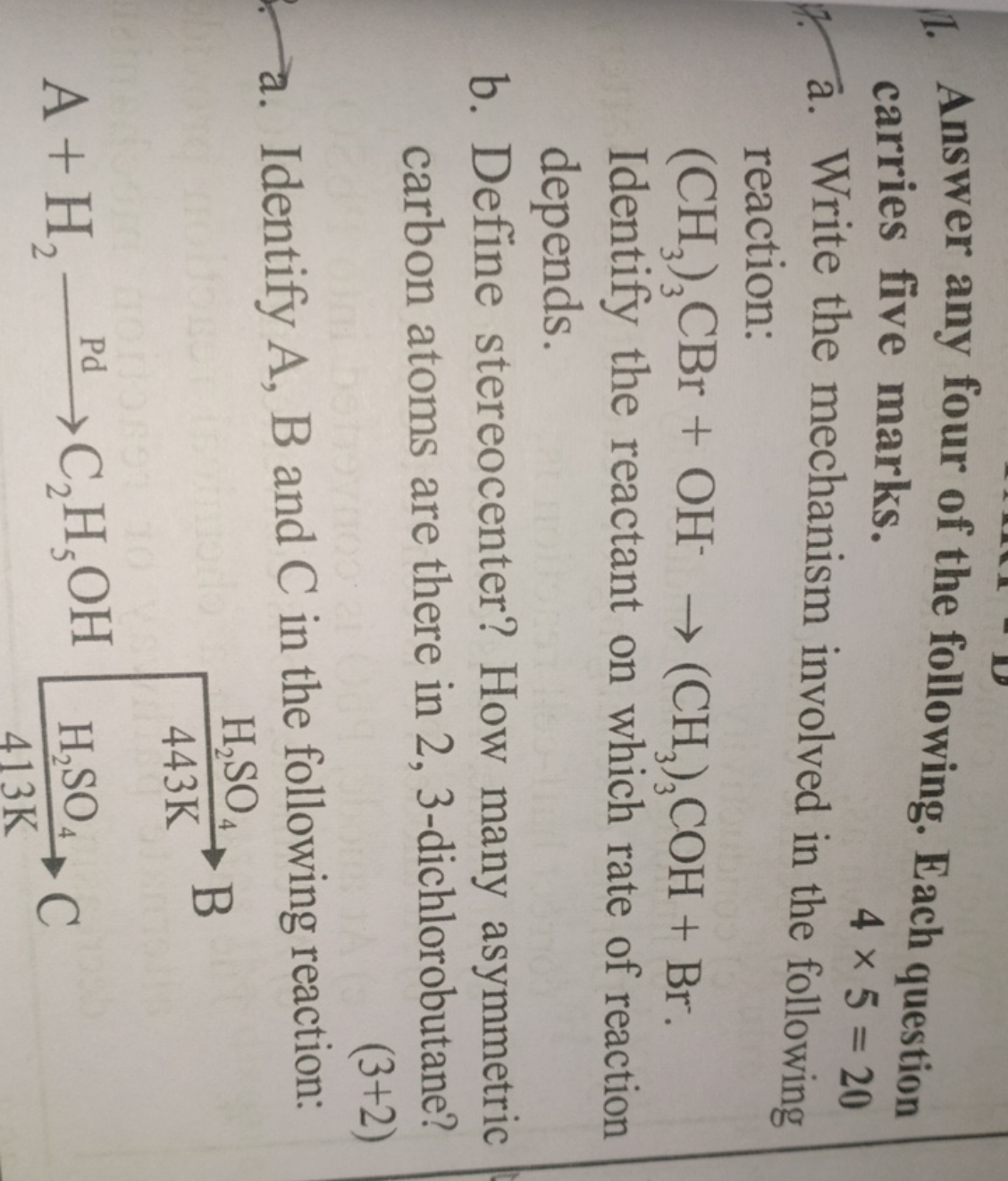 1. Answer any four of the following. Each question carries five marks.