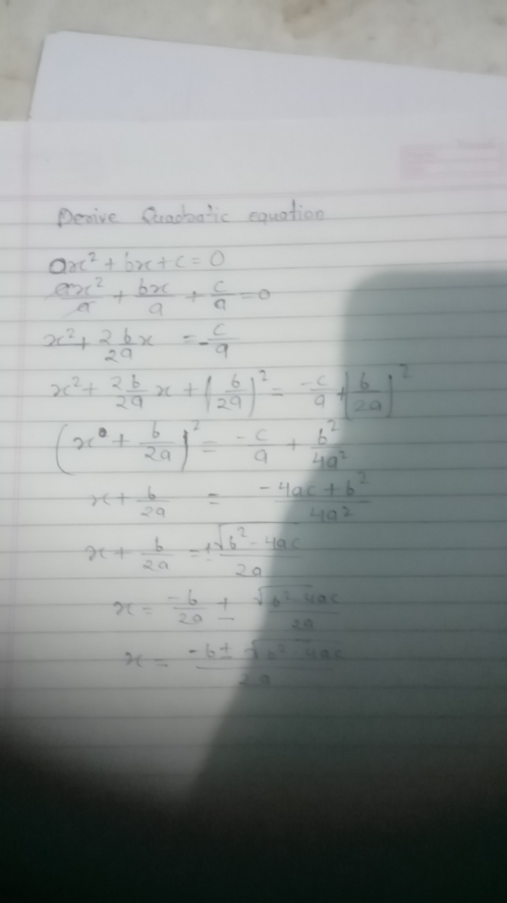 Perive Quabaric equation
0x2+6x+c=0aex2​+abx​+ac​=0x2+22ab​x=−ac​x2+22