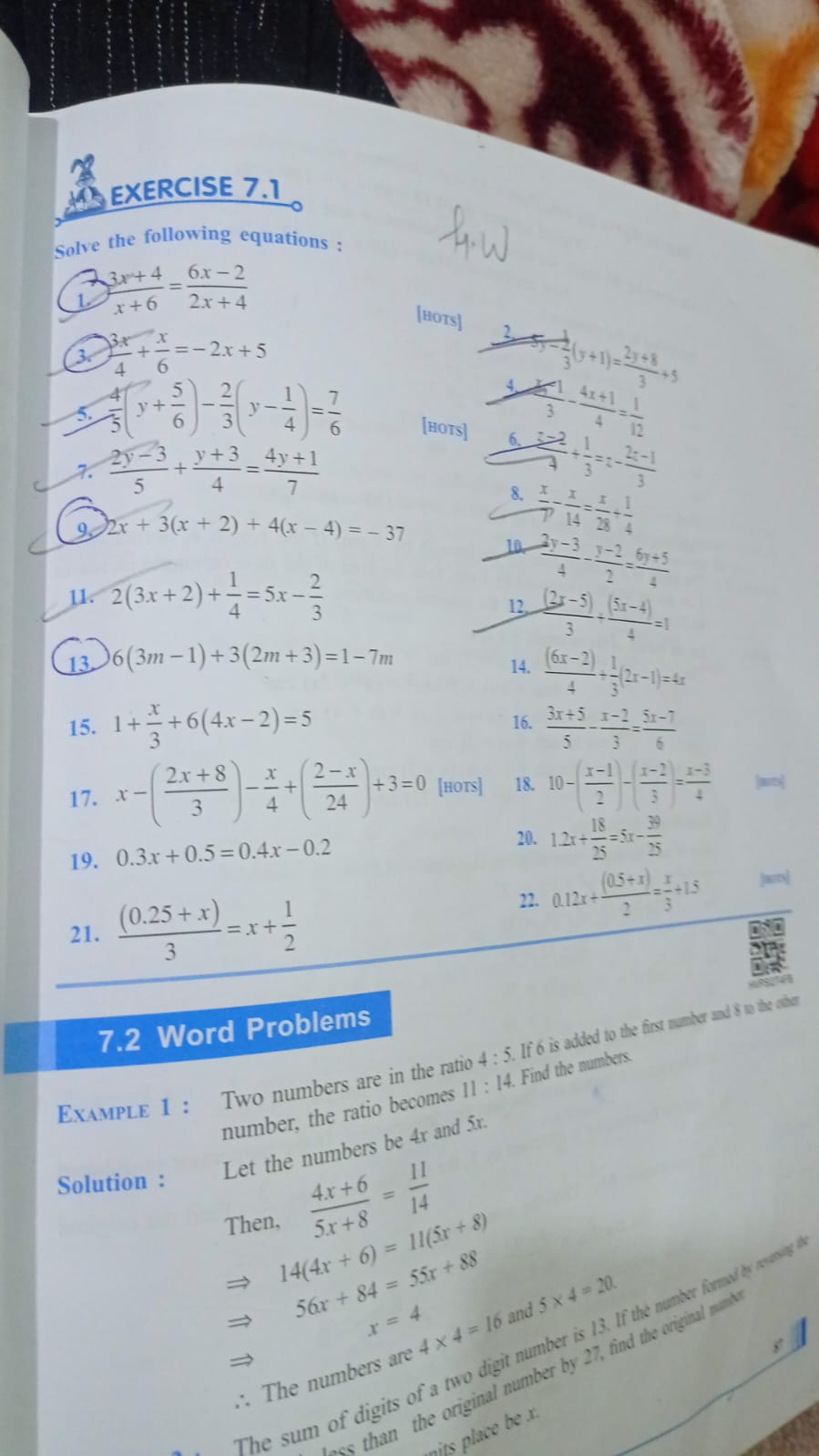 EXERCISE 7.1 .
Solve the following equations :
(1) x+63x+4​=2x+46x−2​
