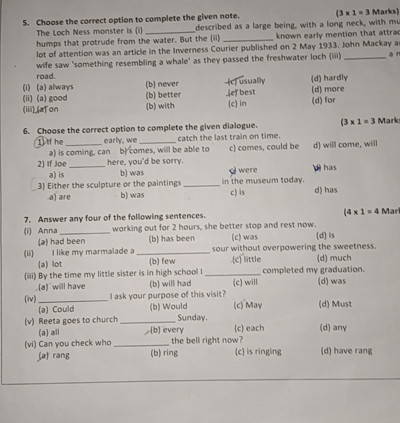 5. Choose the correct option to complete the given note.
( 3×1=3 Marks