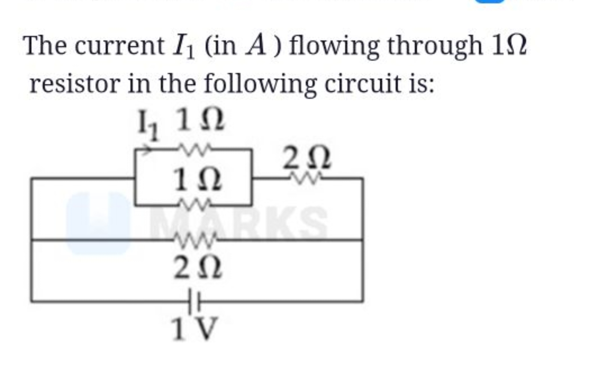 The current I1​ (in A ) flowing through 1Ω resistor in the following c