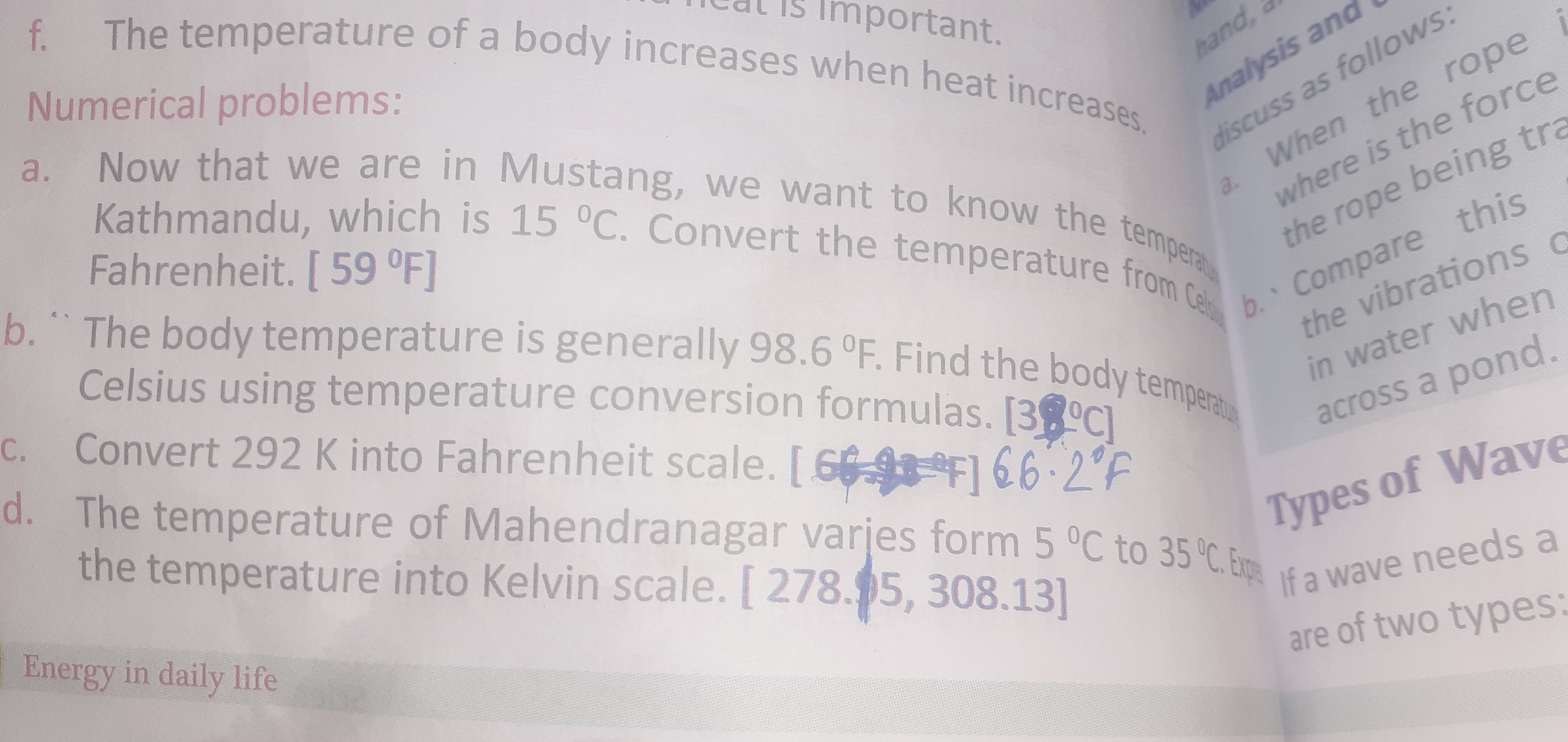 f. The temperature of a body increases when heat increases Numerical p