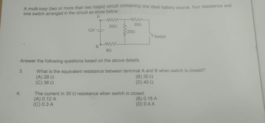 The current in 30Ω resistance when switch is closed.