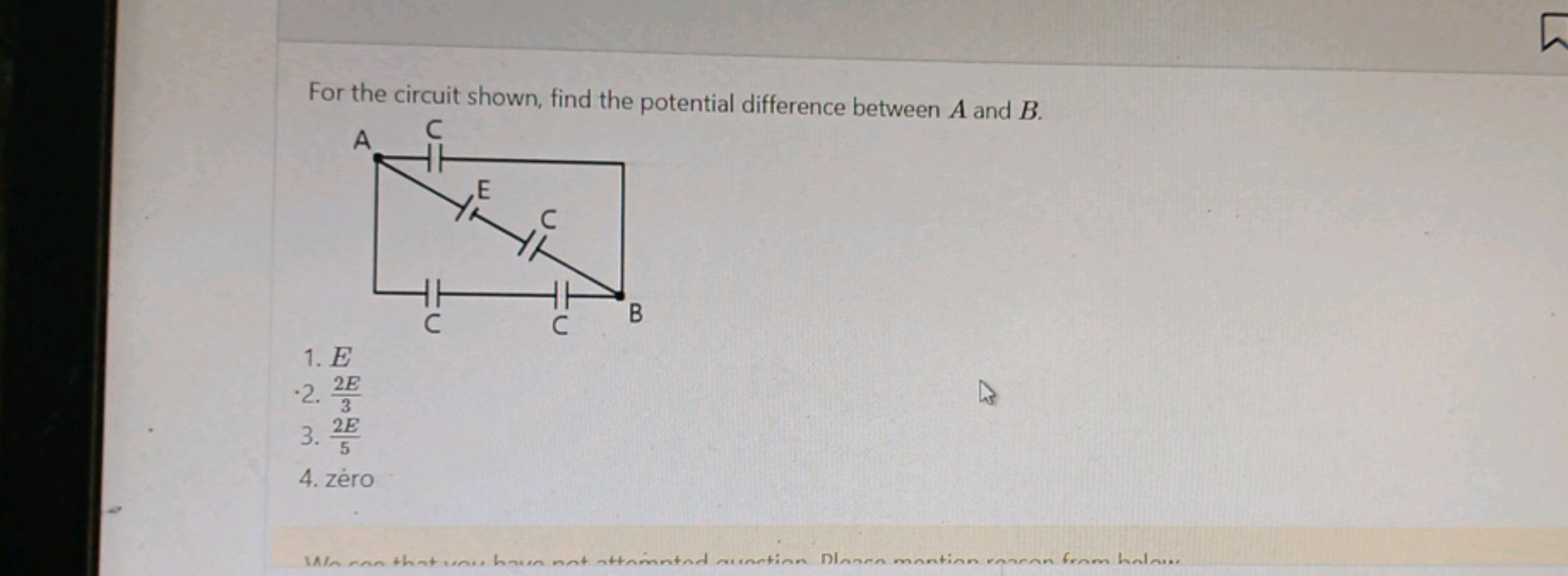 For the circuit shown, find the potential difference between A and B.
