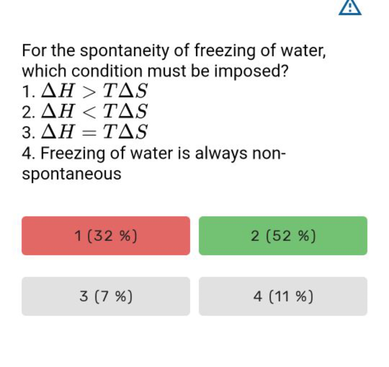 For the spontaneity of freezing of water, which condition must be impo