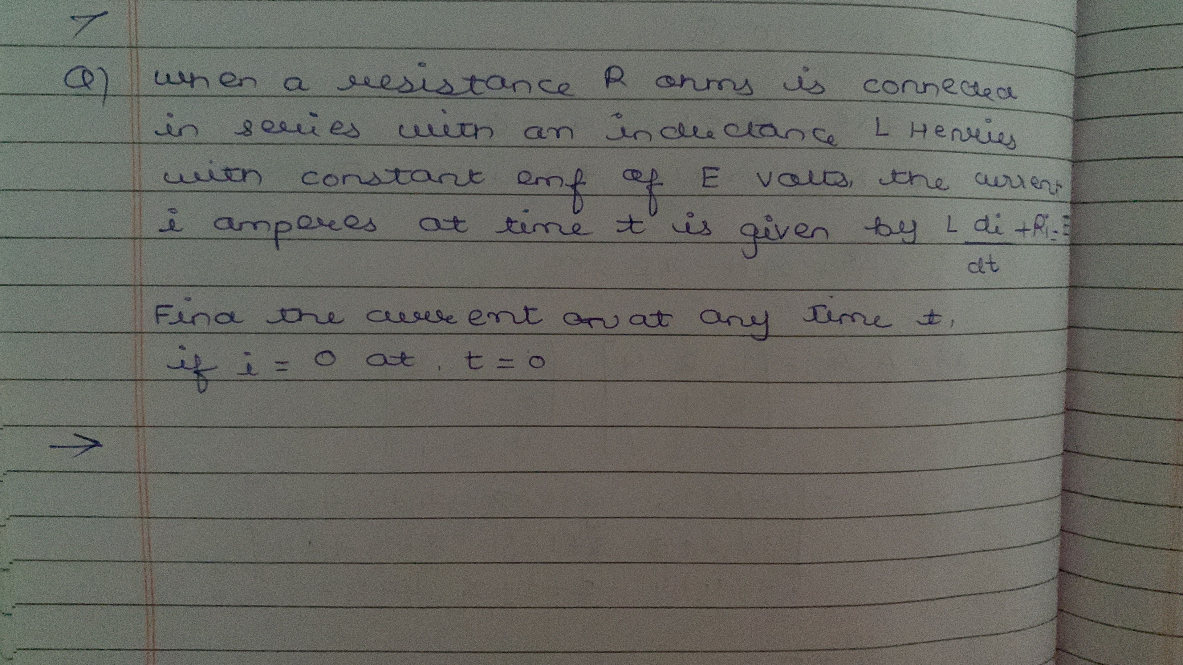 Q) when a resistance R ans is connected in series with an indedance L 